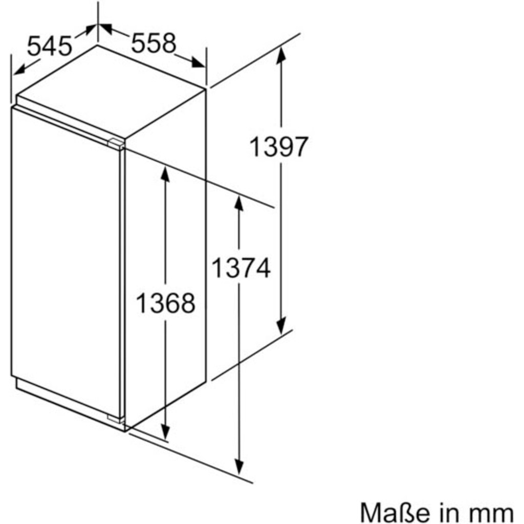 BOSCH Einbaukühlschrank »KIF52AFF0«, KIF52AFF0, 139,7 cm hoch, 54,5 cm breit