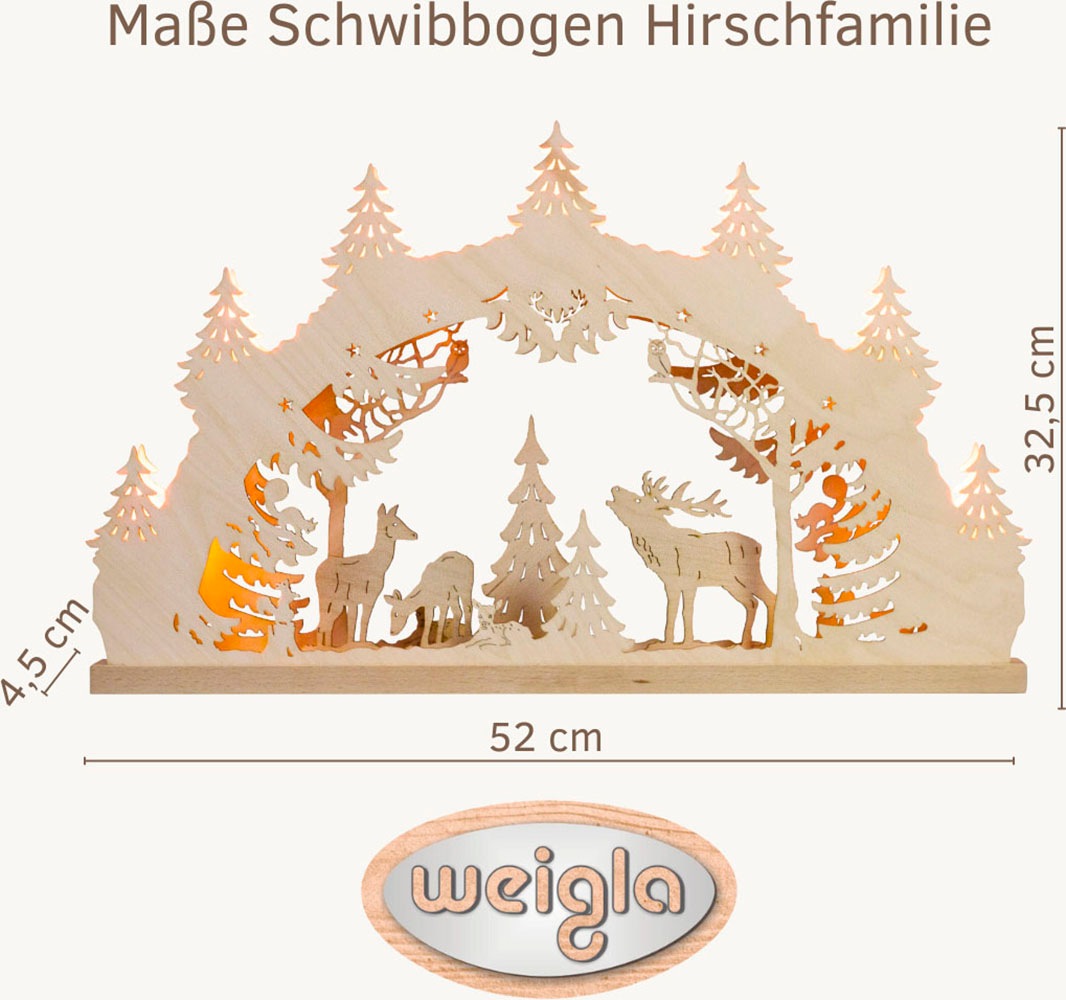 Weigla LED Schwibbogen »Hirschfamilie, Lichterbogen aus Holz, NATUR«, Erzge günstig online kaufen