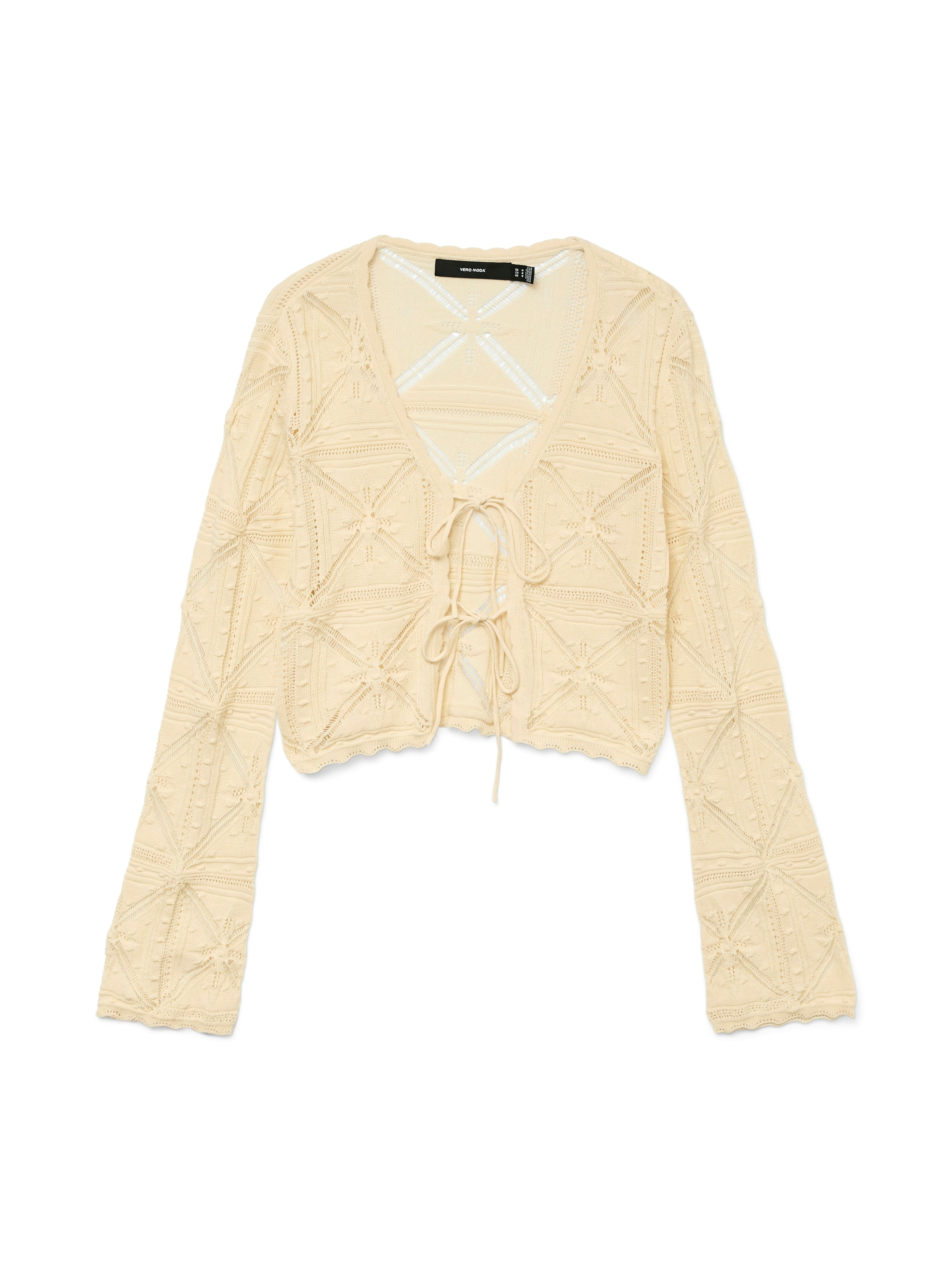 Vero Moda Strickjacke »VMLOLA LS V-NECK BOW CARDIGAN NOOS« Baumwolle, regular fit