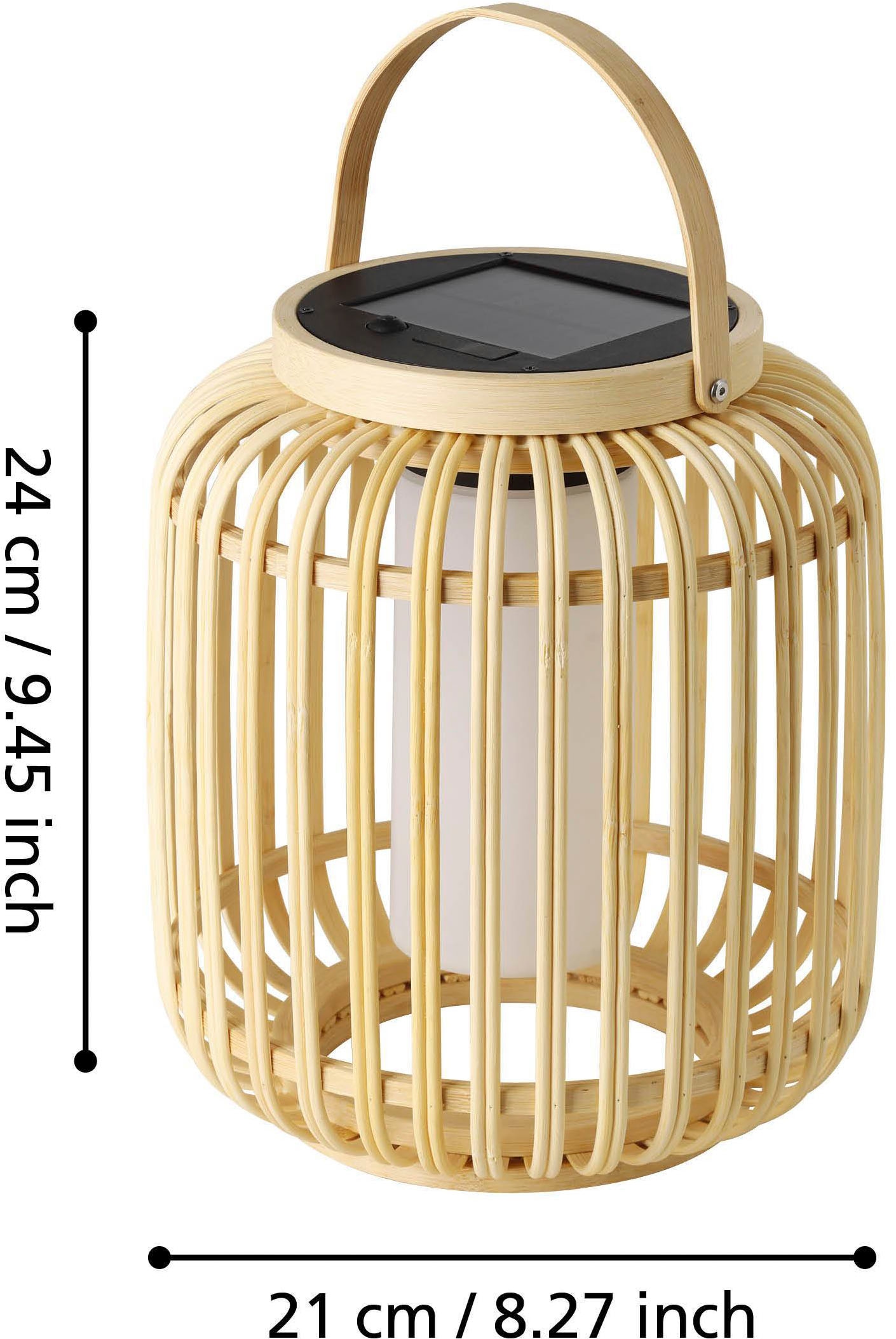EGLO Tischleuchte »Marliano Tischlampe, Solarlampe Boho, Windlicht, Rattan, IP44, Lampe« LED-Modul 1 Stk. Neutralweiß
