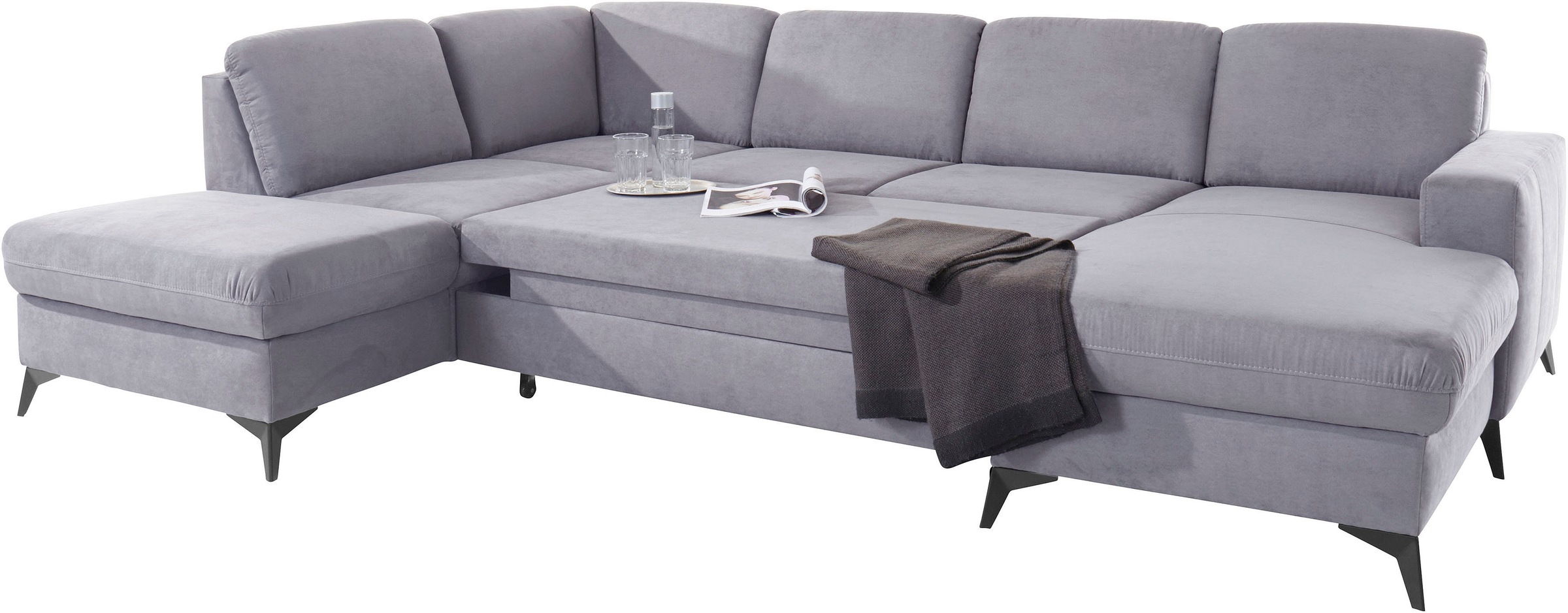 Places of Style Wohnlandschaft »Lolland U-Form«, Wahlweise mit Bettfunktion und Stauraum, auch mit abwischbarem Bezug