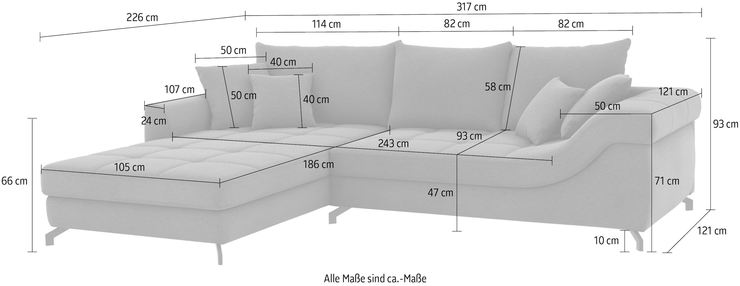 Mr. Couch Ecksofa »Taylor, L-Form, wahlweise mit Kaltschaum« mit Kaltschaum bis 140 kg pro Sitzplatz belastbar