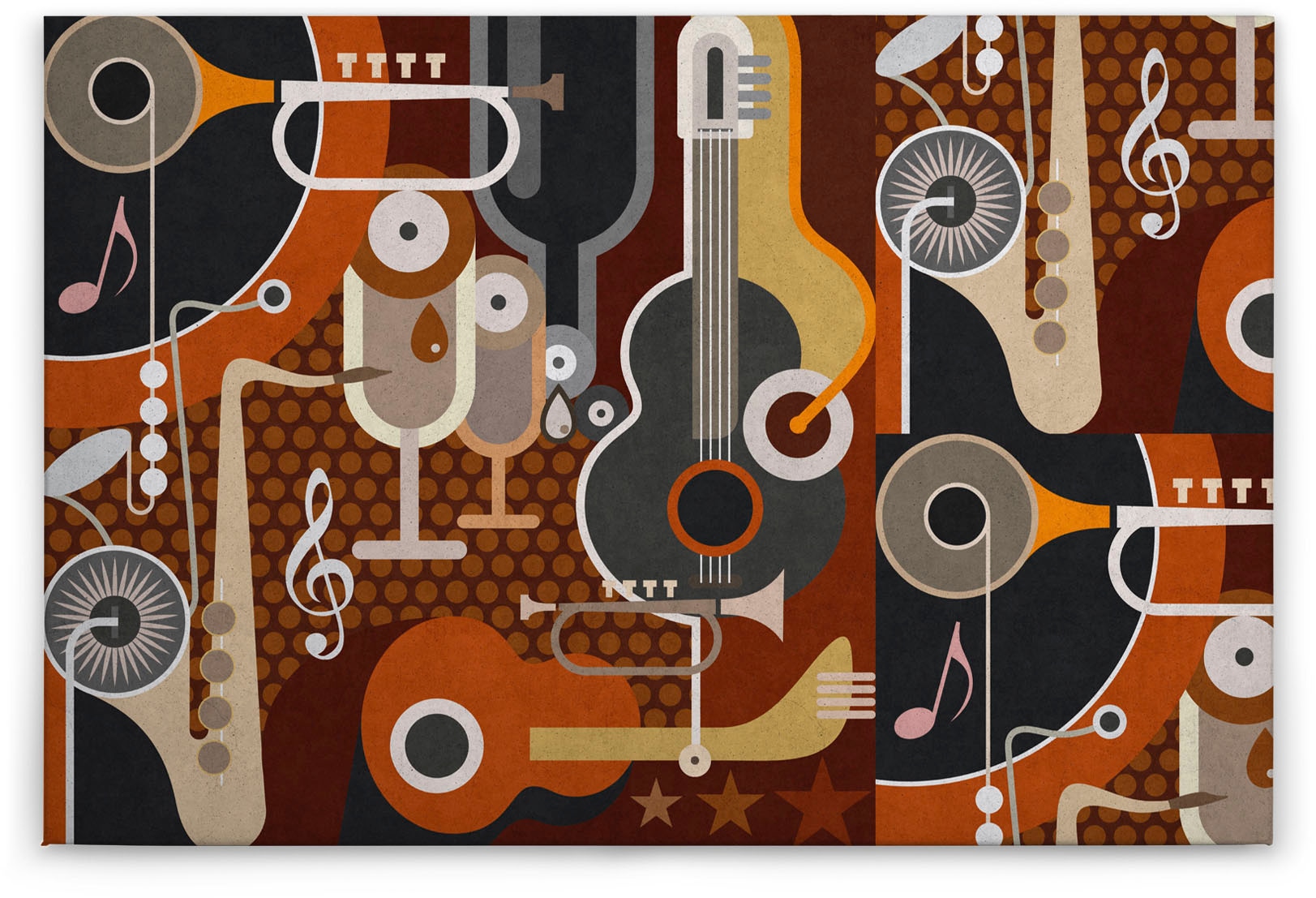 A.S. Création Leinwandbild »wall of sound«, Kunst-Abstrakt-Kinder, (1 St.), Keilrahmen Bild Musik Abstrakt Bunt Leinwand-Bild Wohnzimmer modern