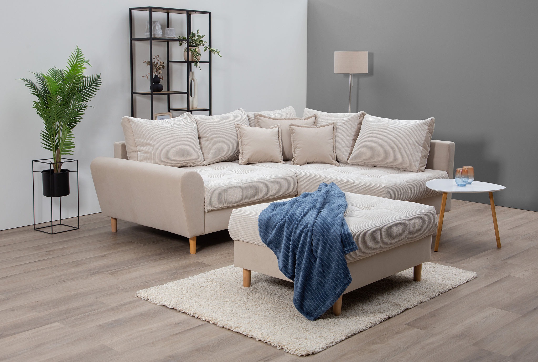 Home affaire Ecksofa »Rice L-Form inkl. Hocker«, (Set, mit Hocker), mit Bon günstig online kaufen