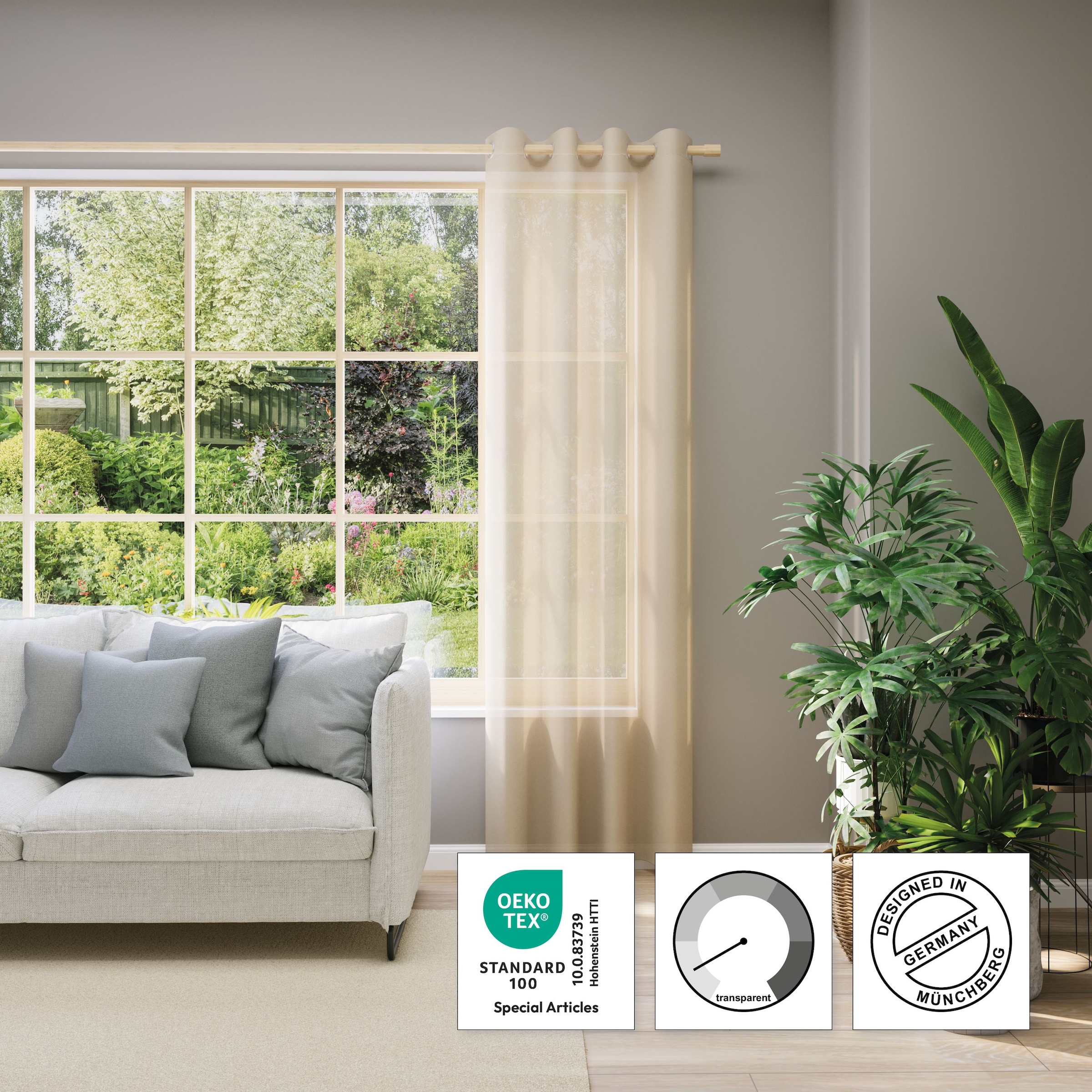 Neutex for you! Vorhang nach Maß »EVA«, (1 St.), Uni-Voile mit elegantem Glanz
