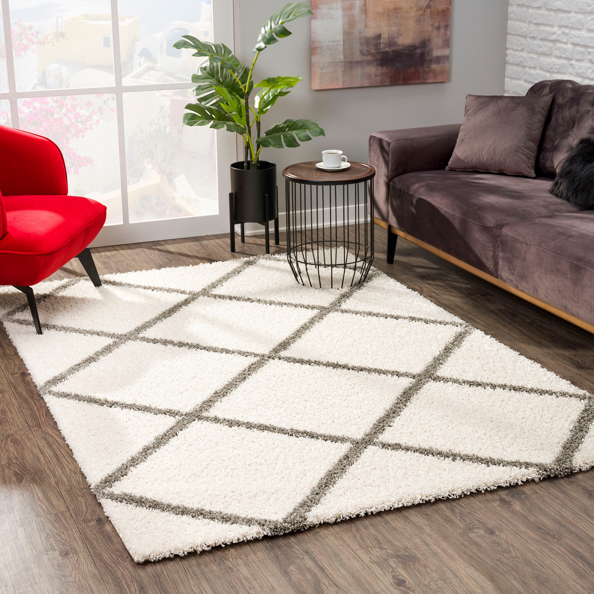 Sanat Hochflor-Teppich »Madrid«, rechteckig, 30 mm Höhe, Wohnzimmer, Langflor, Shaggy Teppich