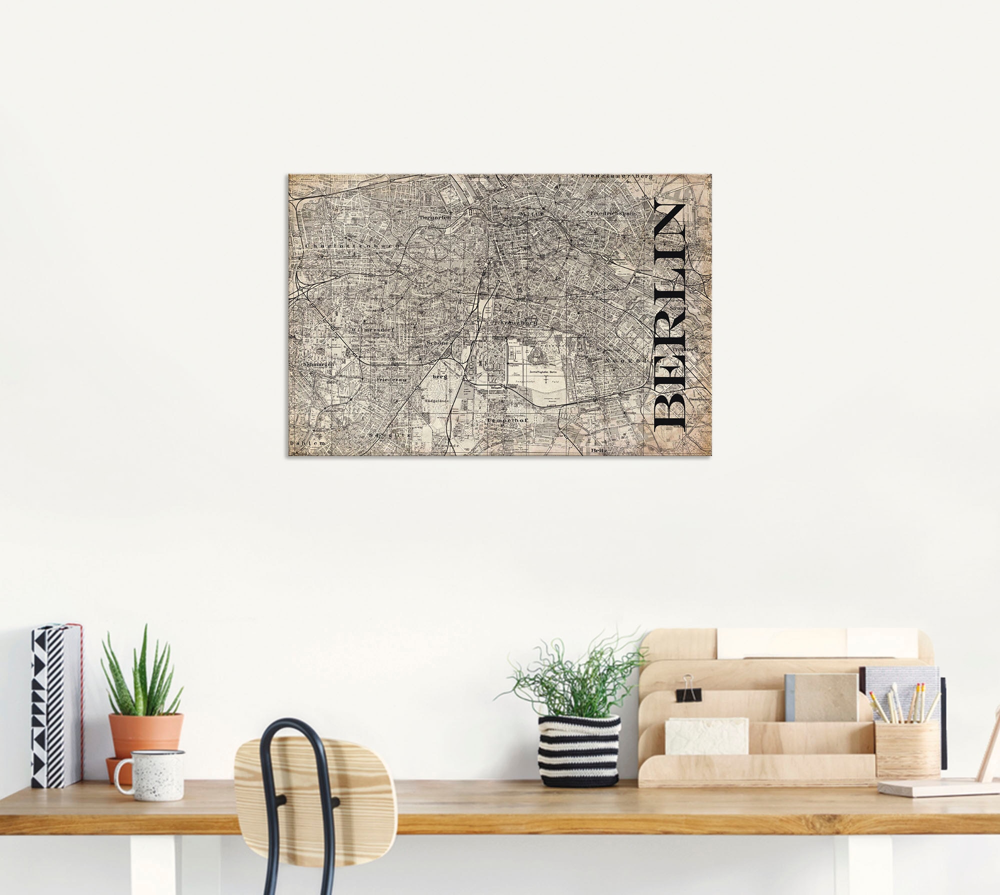 Artland Wandbild »Berlin Karte Straßen Karte Grunge«, Deutschland, (1 St.), als Alubild, Outdoorbild, Leinwandbild, Poster in verschied. Größen