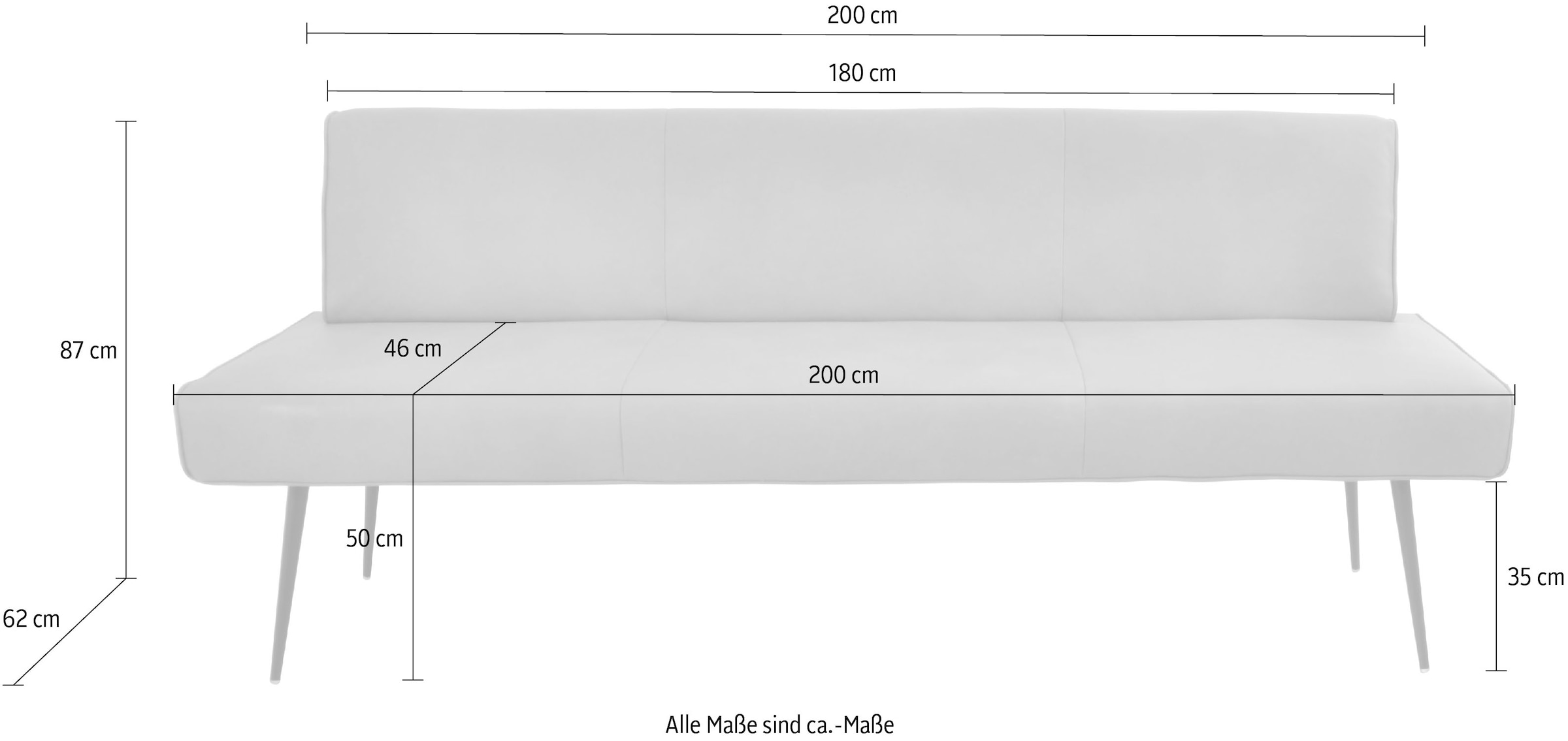 K+W Komfort & Wohnen Essgruppe »Giacomo I« 6 Stk. tlg. 2 Stühle und 2 Armlehnenstühle, Polsterbankbreite 200cm oder 177cm