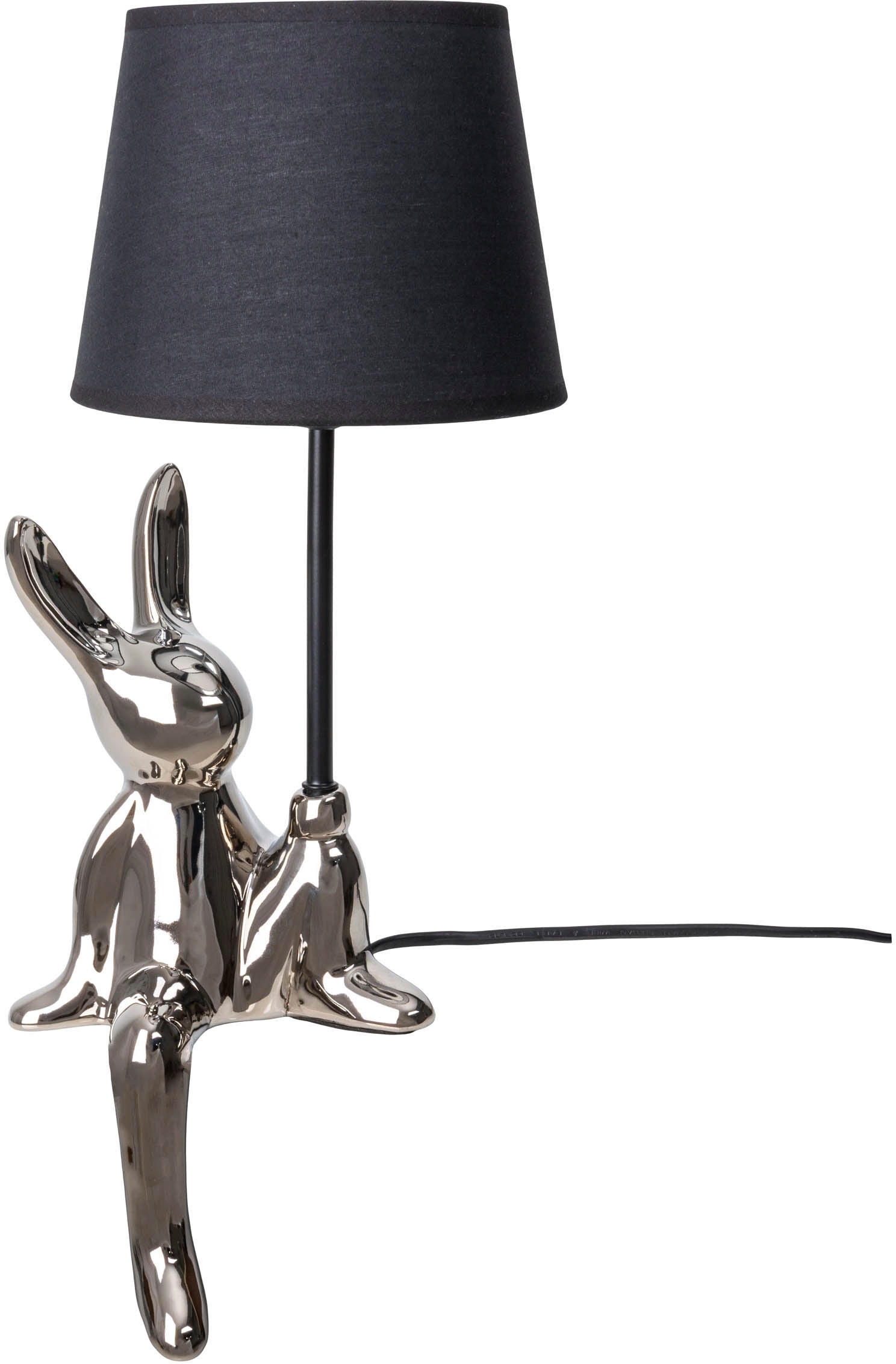 näve Tischleuchte »Helge Hase«, 1 flammig, Leuchtmittel E14 | ohne Leuchtmittel, Osterhase, Keramikfuß, Textilschirm schwarz, Ostern, Tischlampe