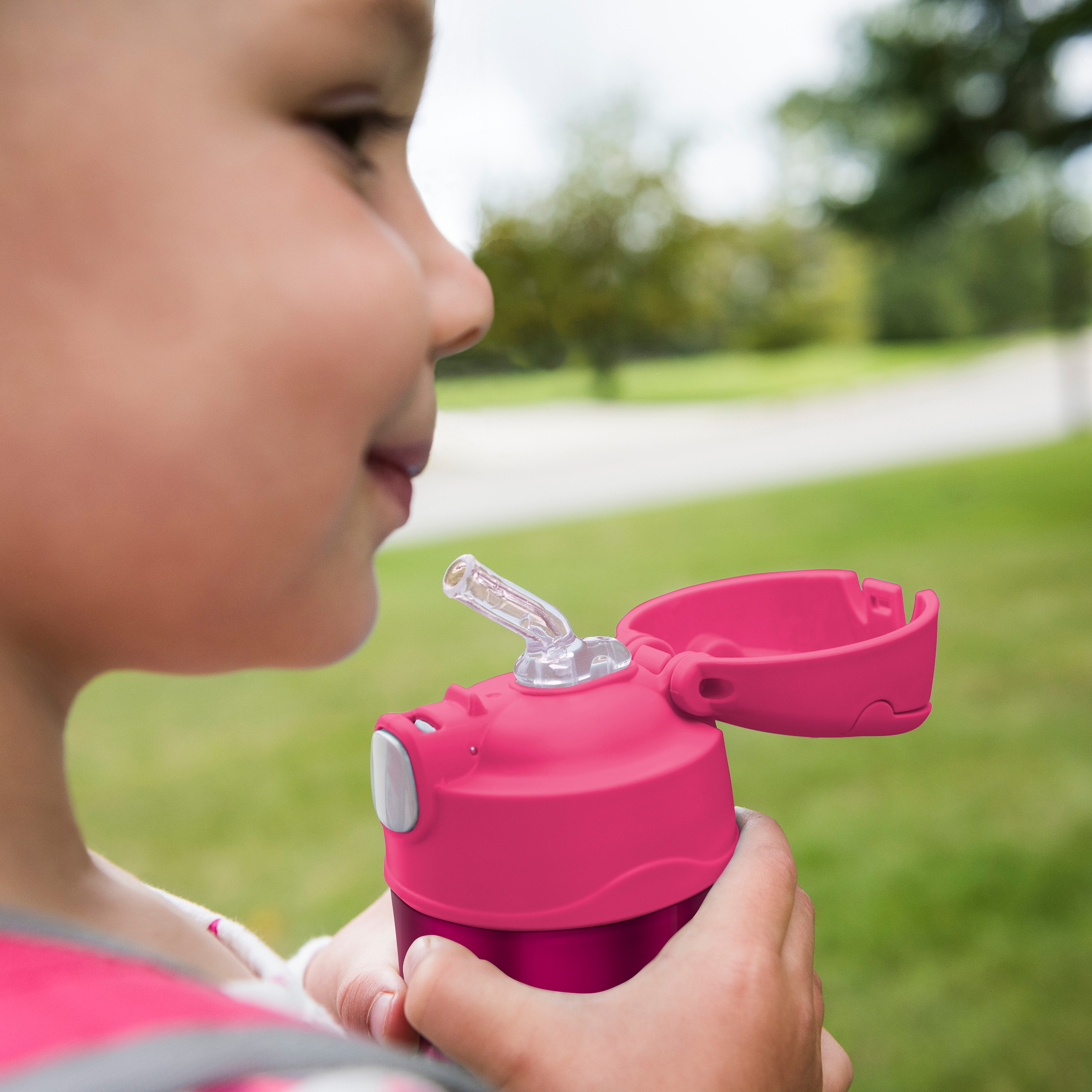 THERMOS Isolierflasche »FUNTAINER STRAW BOTTLE, doppelwandiger Edelstahl, spülmaschinenfest«, (1 tlg.), 0,35l, mit Silikonstrohalm, absolut dicht