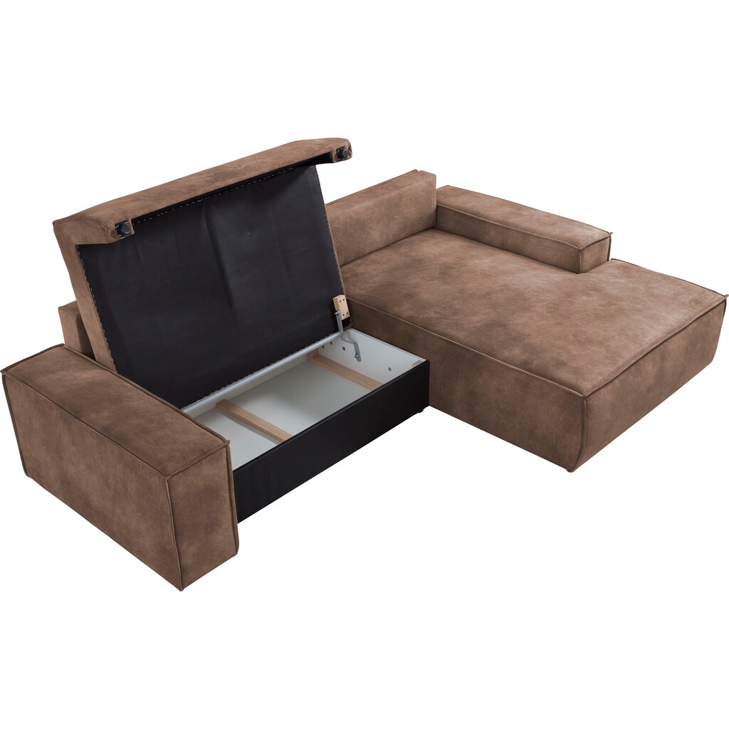 Home affaire Ecksofa »SHERWOOD«, mit Bett-Funktion (Liegefläche 210x136 cm), Cord, Vintage, Samtvelours