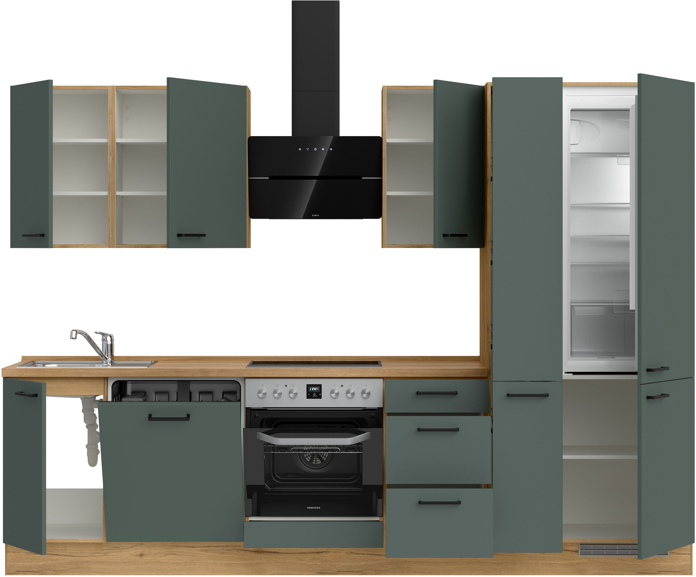 nobilia® Küchenzeile »"Easytouch II"«, vormontiert, Ausrichtung wählbar, Breite 300 cm, wahlw. mit E-Geräten