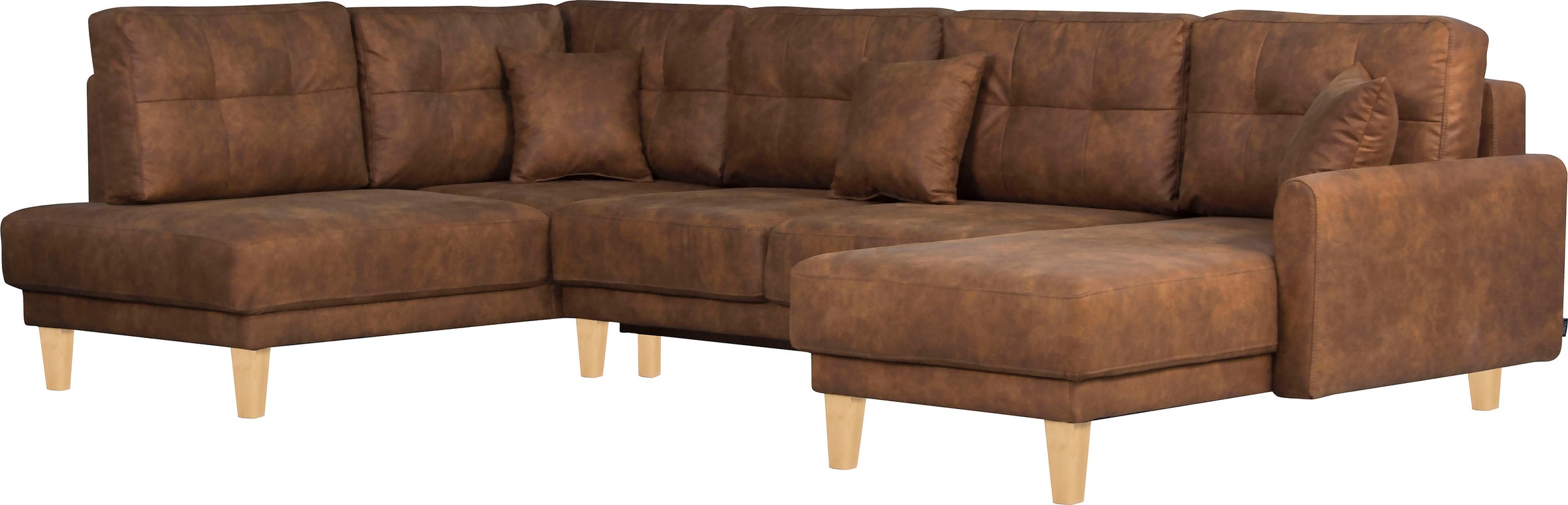Home affaire Wohnlandschaft »TRIPLO U-Form wahlweise mit Schlaffunktion, B/T/H: 310/192/90 cm«, Schlafsofa, auch mit Bettkasten, Steppung im Rückenkissen