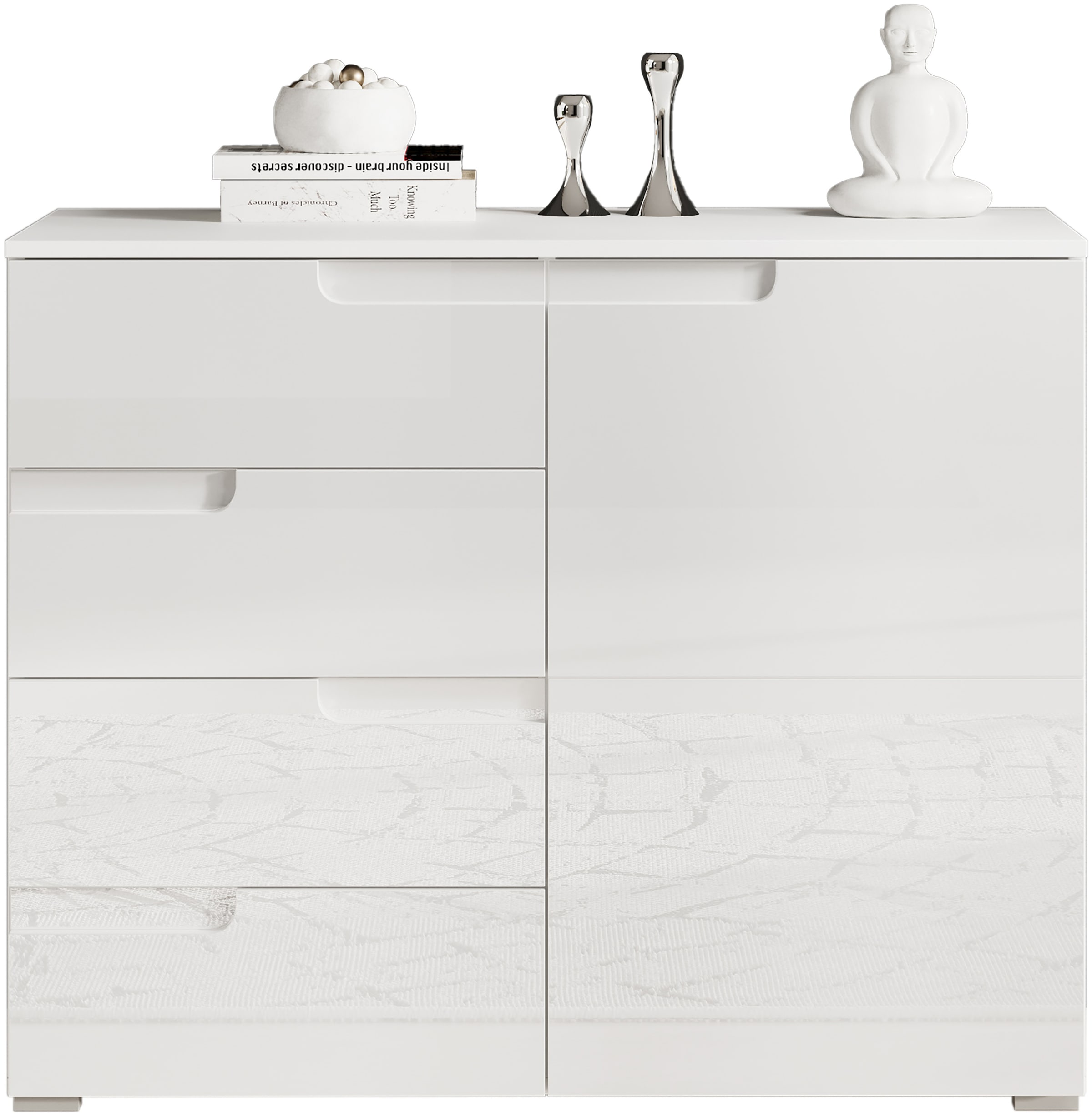 HBZ Kommode »Spice weiß hochglanz, BxHxT 100x80x40 cm«, Kommode mit 1 Tür, 4 Schubkästen und 1 Einlegeboden