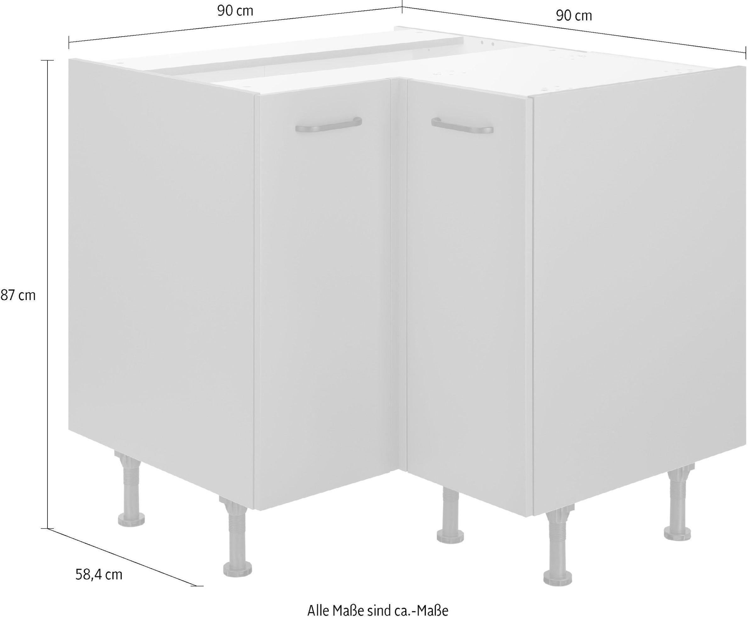 OPTIFIT Eckunterschrank höhenverstellbaren Breite Soft-Close-Funktion, Füße, mit »Elga«, cm auf Rechnung bestellen 90x90