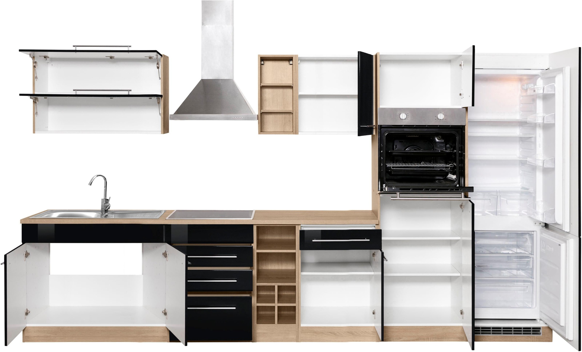 KOCHSTATION Küchenzeile »KS-Eton«, mit E-Geräten, Breite 360 cm