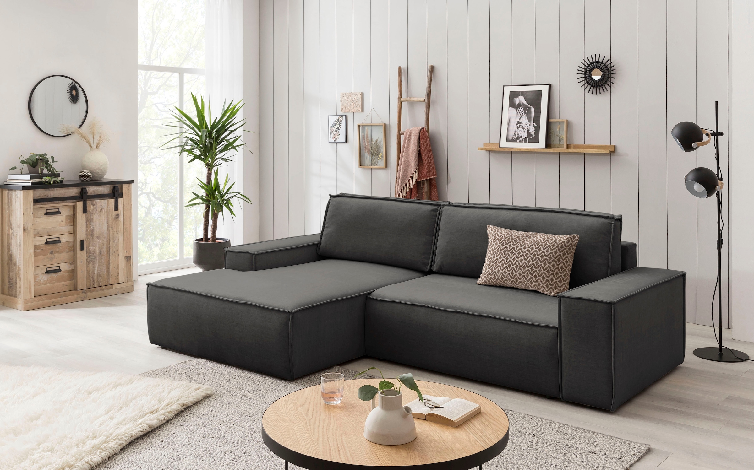 Ecksofa SHERWOOD Schlafsofa, mit Bettkasten, Cord-Bezug