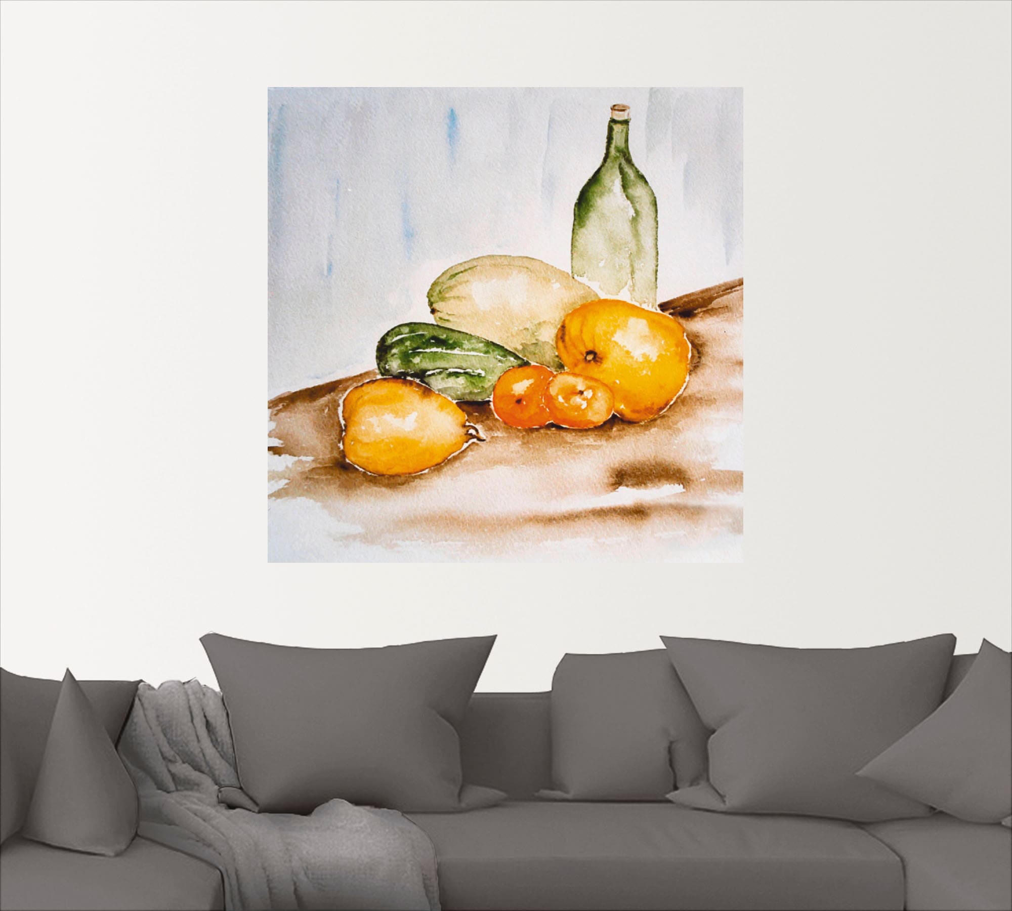 Artland Wandbild »Obst und Gemüse Aquarell«, Lebensmittel, (1 St.), als Leinwandbild, Wandaufkleber oder Poster in versch. Größen
