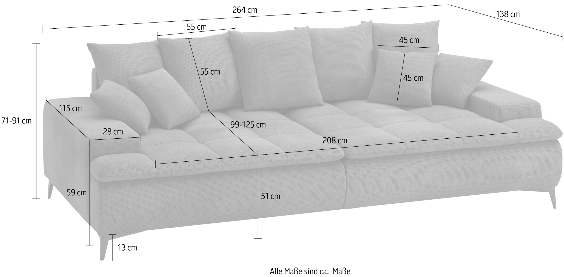 Mr. Couch Big-Sofa »Haiti III«, Wahlweise mit Kaltschaumpolsterung