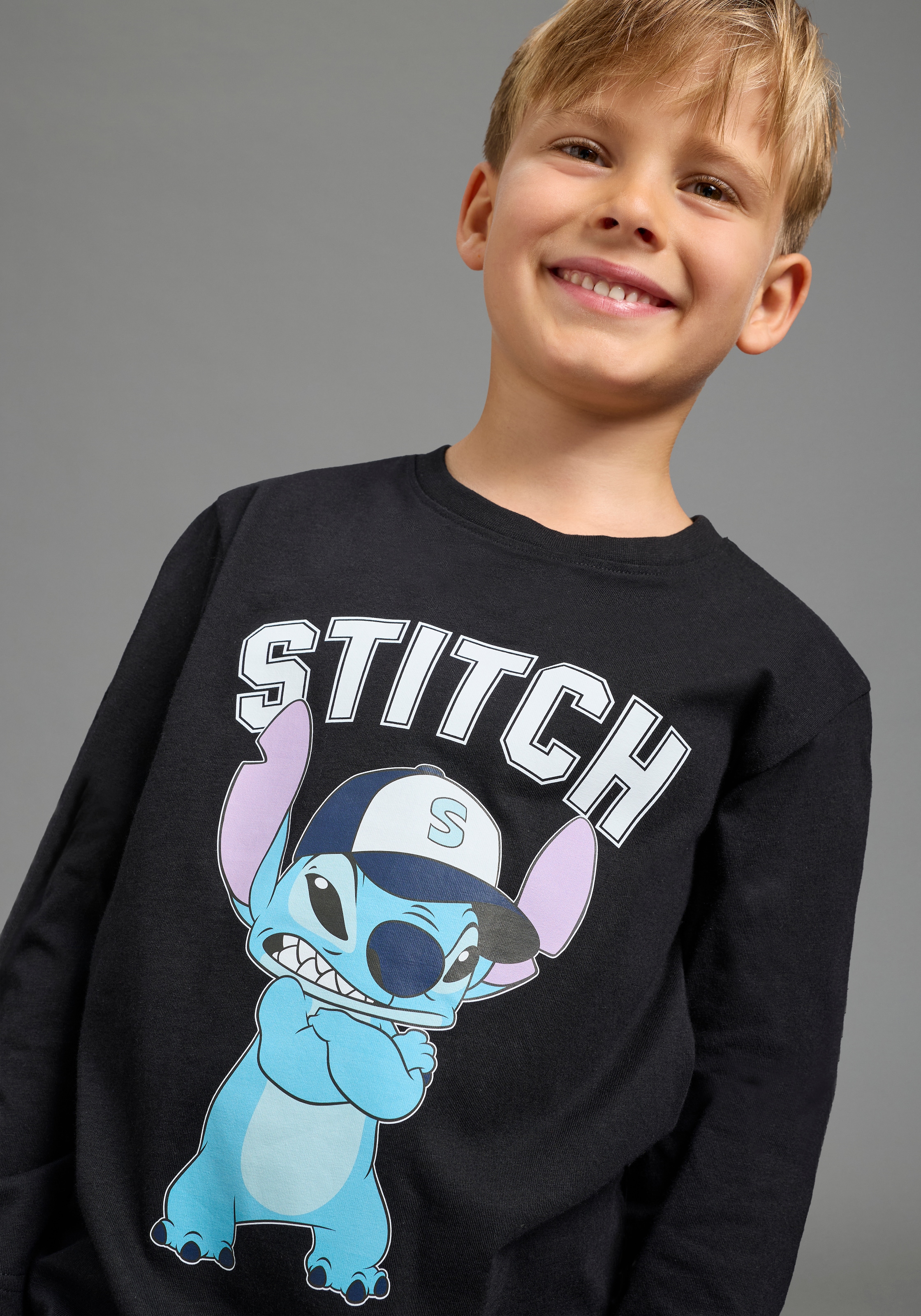 KIDSWORLD Langarmshirt »STITCH Shirt für Jungen, Disney« Disney-Shirt, modischer Stil, Basic-Passform, mit Rundhalsausschnitt
