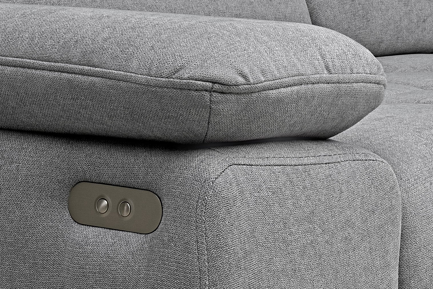 WERK2 Ecksofa »Focus-S Breite 277cm, bequem, elek. Sitztiefenverst., verst. Kopfteile« Luxus-Microfaser weich, L-Form, XXL, elektrische Sitztiefenverstellung