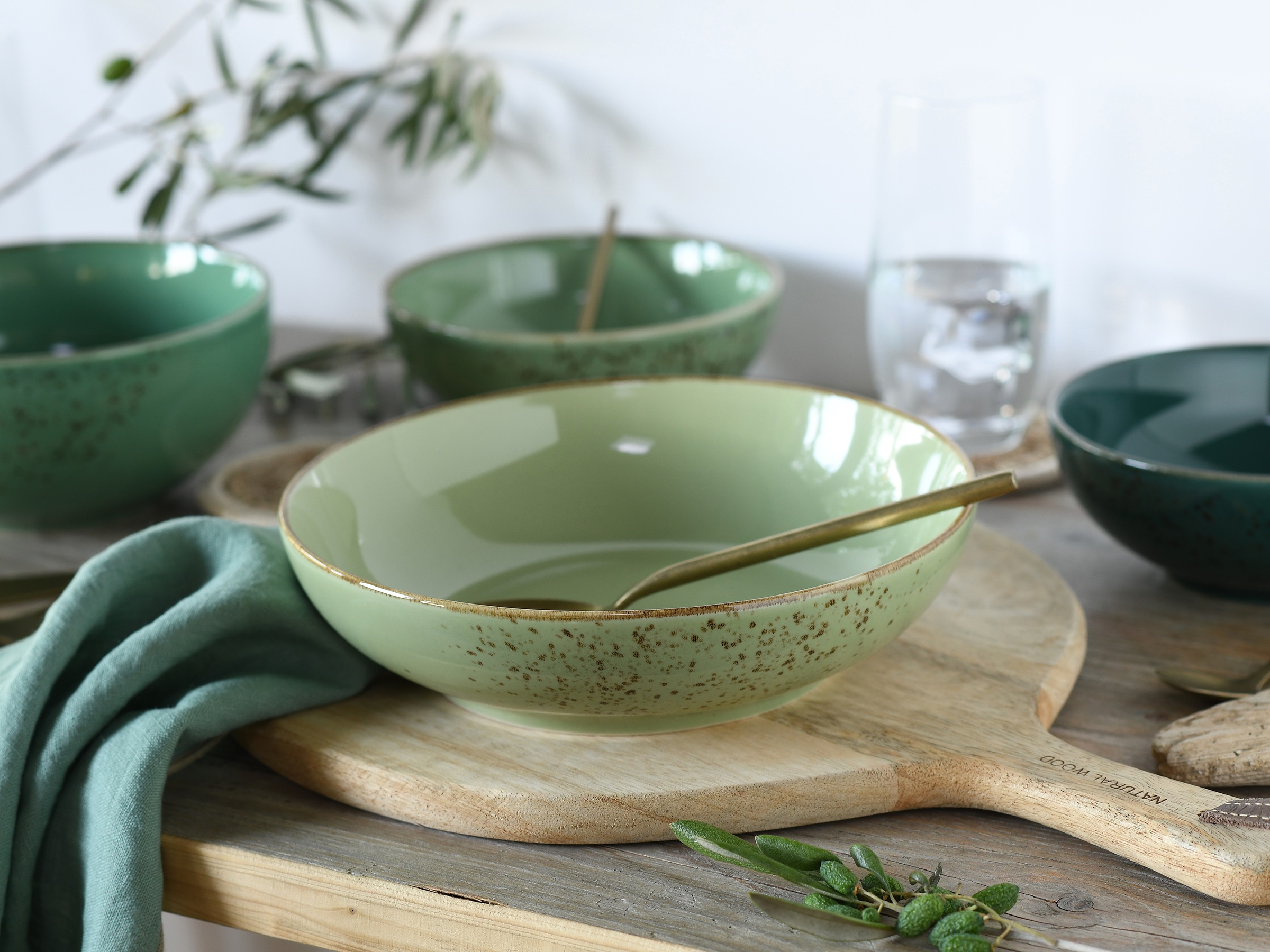 CreaTable Schale »Nature Collection, Bowl Set 12-tlg«, 12 tlg., aus Steinzeug, Handwerklicher Look, Vintage