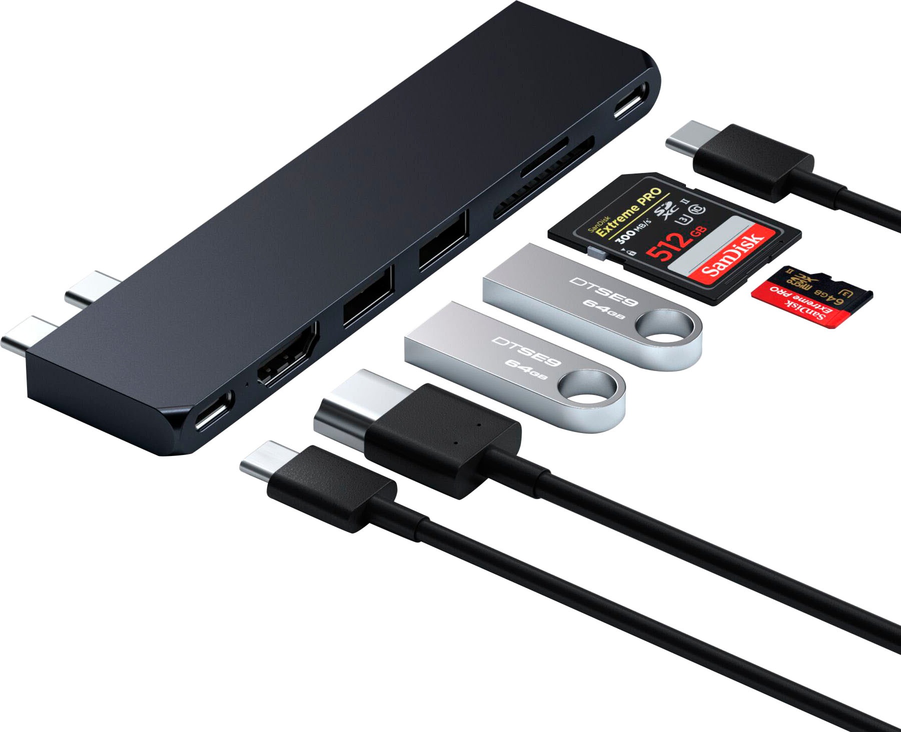 Satechi Laptop-Adapter »USB-C Pro Hub Slim Adapter«, USB-C zu USB Typ A-USB Typ C-USB 4.0-HDMI-SD-Card-MicroSD-Card