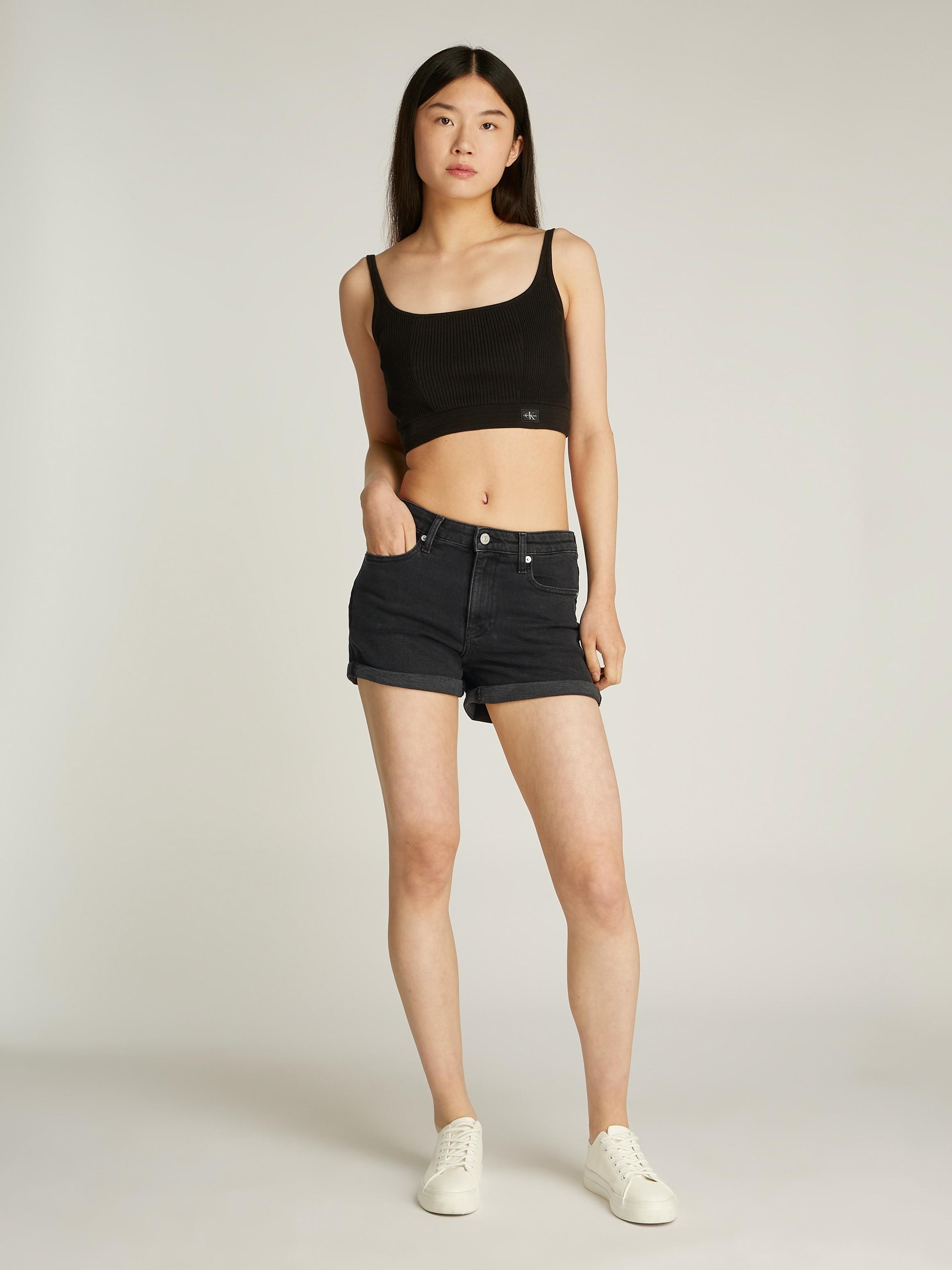 Calvin Klein Jeans Shorts »MID RISE SHORT«, mit Umschlagsaum