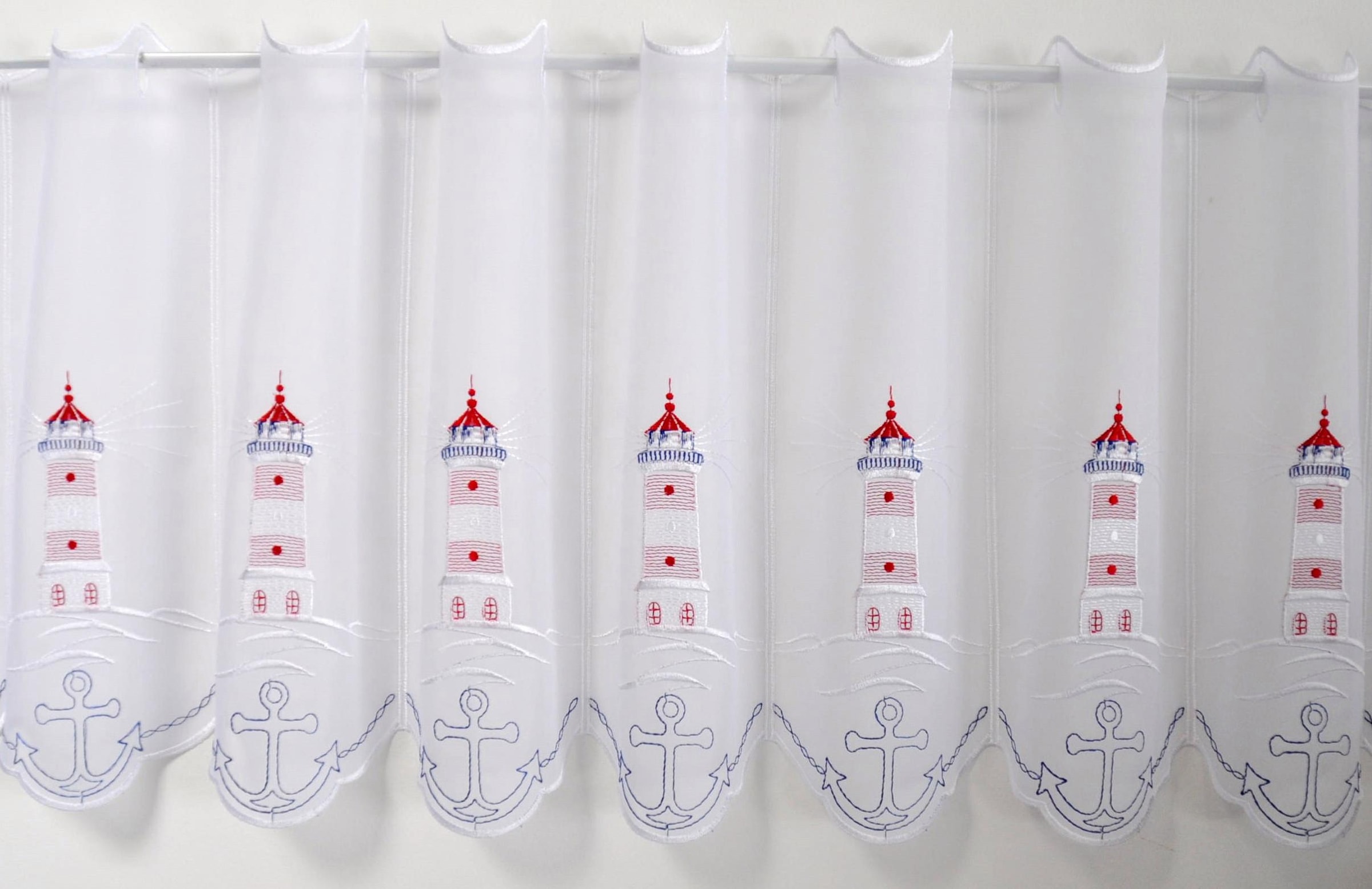 Stickereien Plauen Scheibengardine »Leuchtturm« Stangendurchzug 1 Stk. tlg. günstig online kaufen