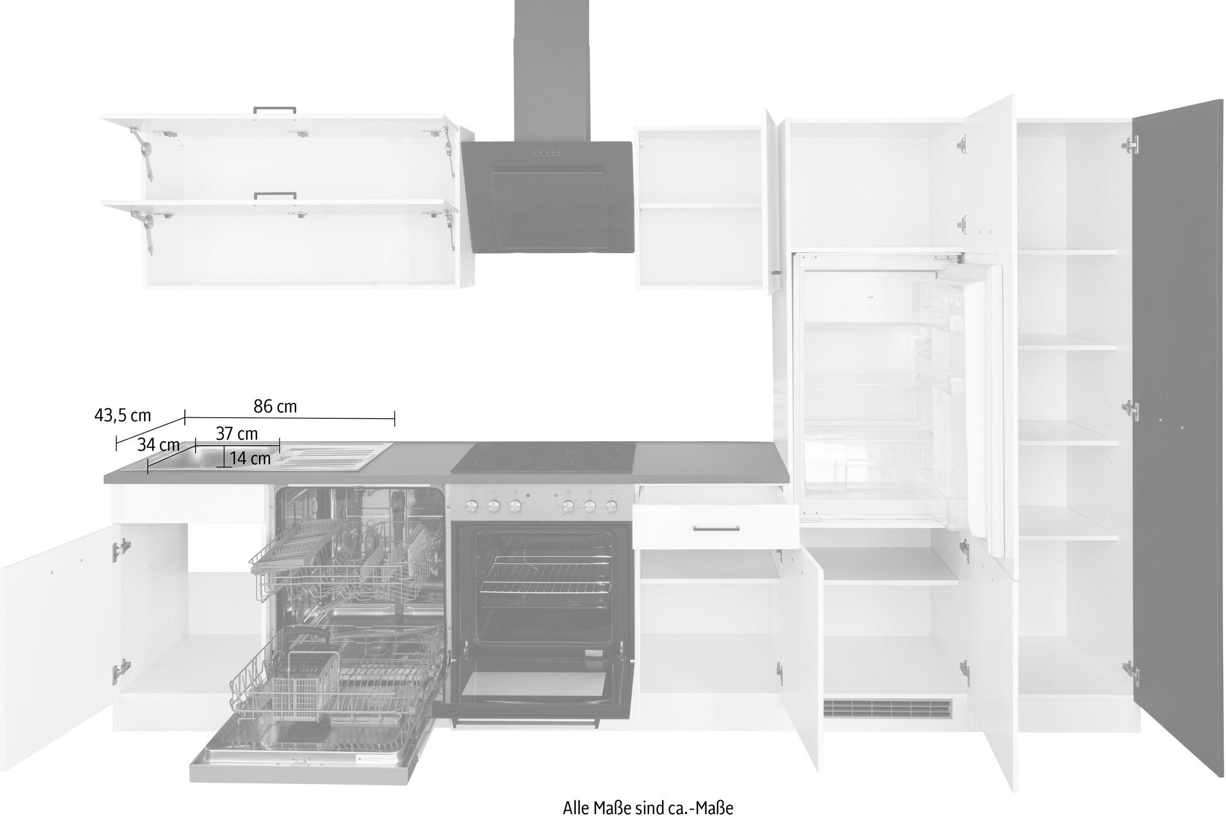 KOCHSTATION Küchenzeile »KS-Trier«, ohne E-Geräte, Breite 330 cm