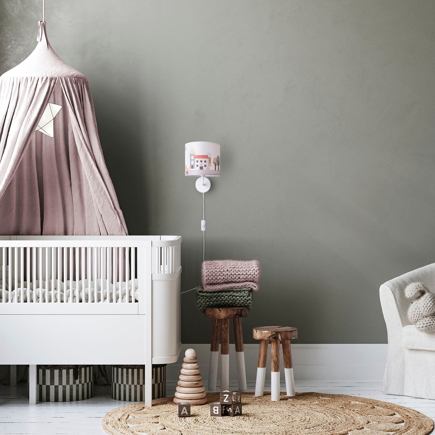 Paco Home Wandleuchte »Luca Capri«, Leuchtmittel E14 | ohne Leuchtmittel, Kinderzimmer Wandleuchte Kinderlampe Innen Mit Auto Straße Feuerwehr