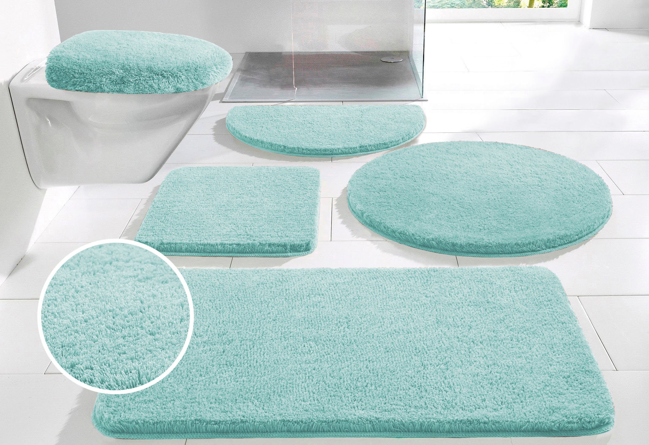 MY HOME Badematte »Merida, Badvorleger, Badezimmer Teppich« Höhe 32 mm rutschhemmend beschichtet fußbodenheizungsgeeignet schnell trocknend...