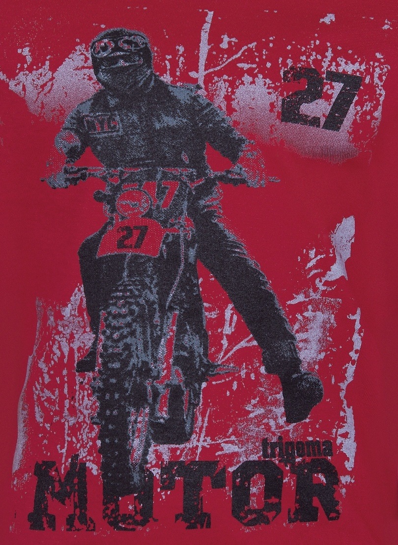 Trigema T-Shirt »TRIGEMA Langarm-Shirt mit Motorrad-Druckmotiv«, (1 tlg.)