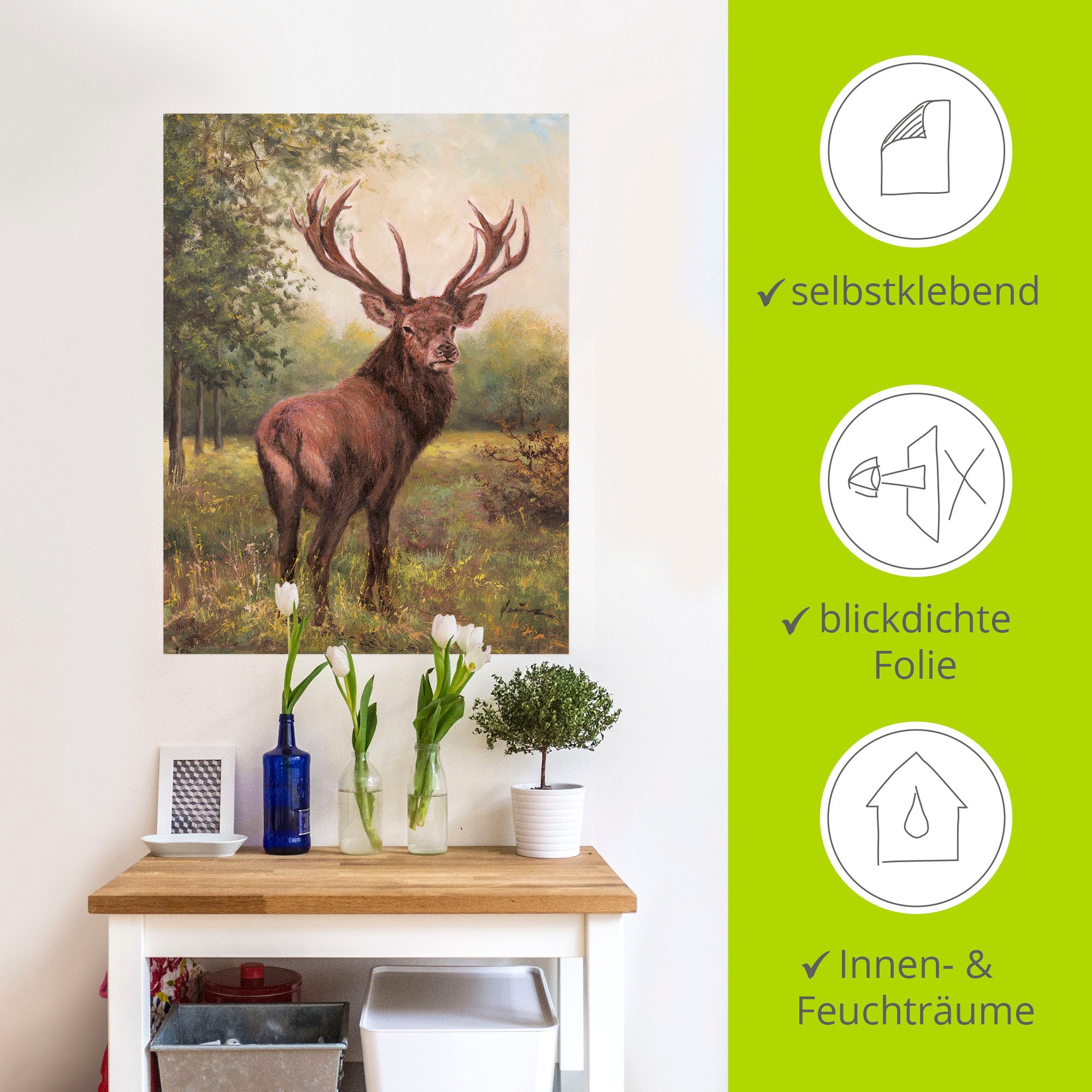 Artland Wandbild »Hirsch«, Wildtiere, (1 St.), als Leinwandbild, Poster, Wandaufkleber in verschied. Größen