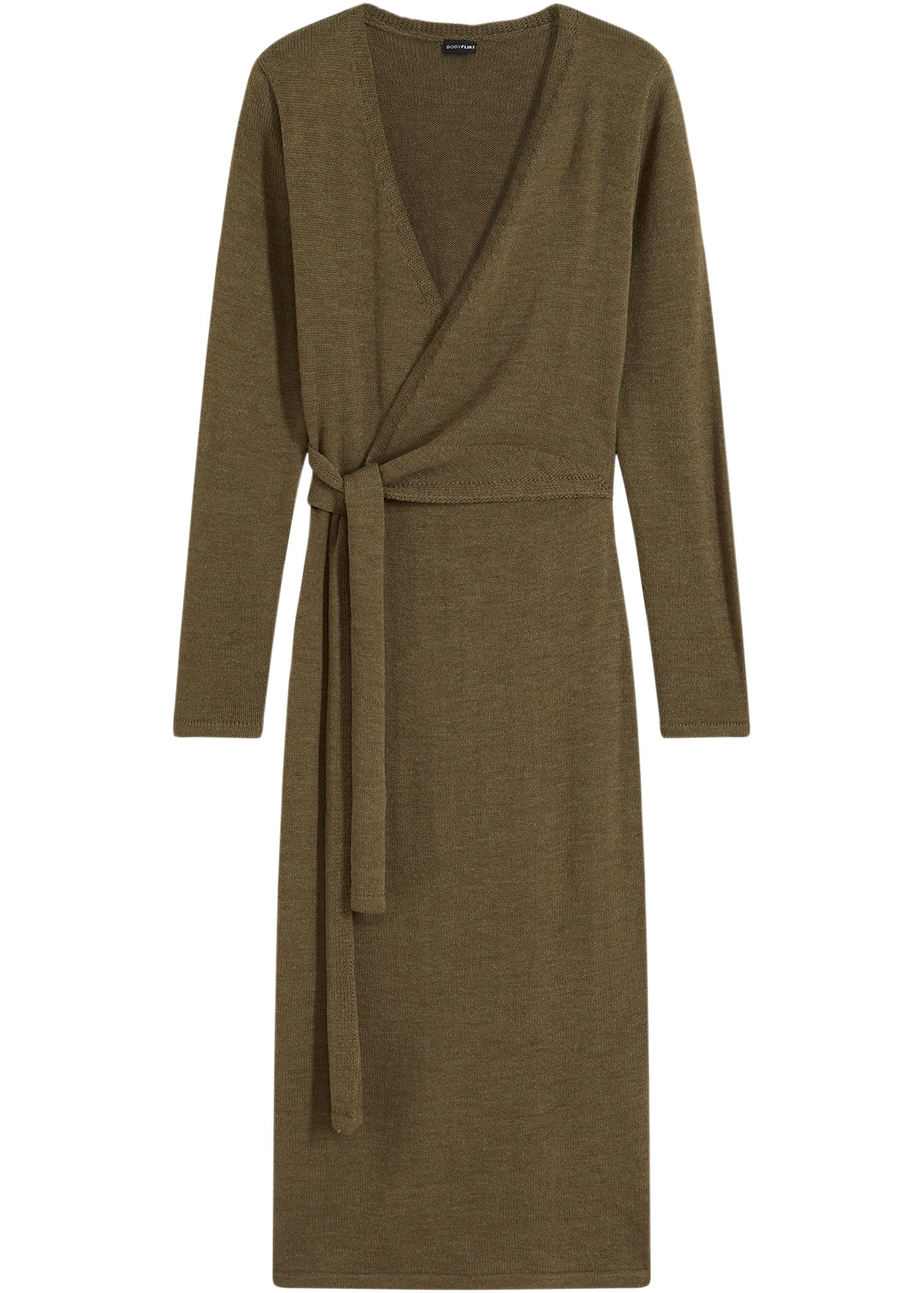 bonprix Strickkleid »Midi-Strickkleid« Midi-Strickkleid in Wickeloptik mit V-Ausschnitt