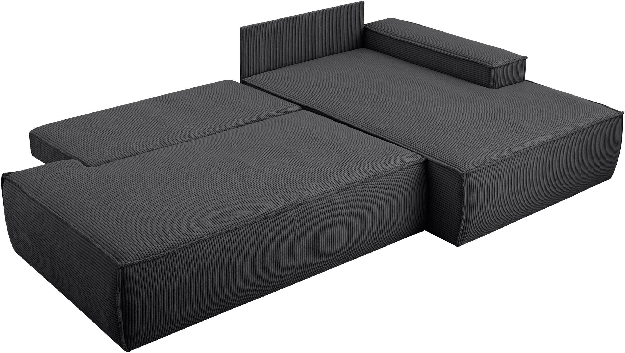 Home affaire Ecksofa »SHERWOOD,  Schlafsofa in L-Form offen (275cm), Cord, Leinenoptik« Schlaffunktion und Bettkasten, Kedernaht, hoher Sitz- & Liegekomfort,