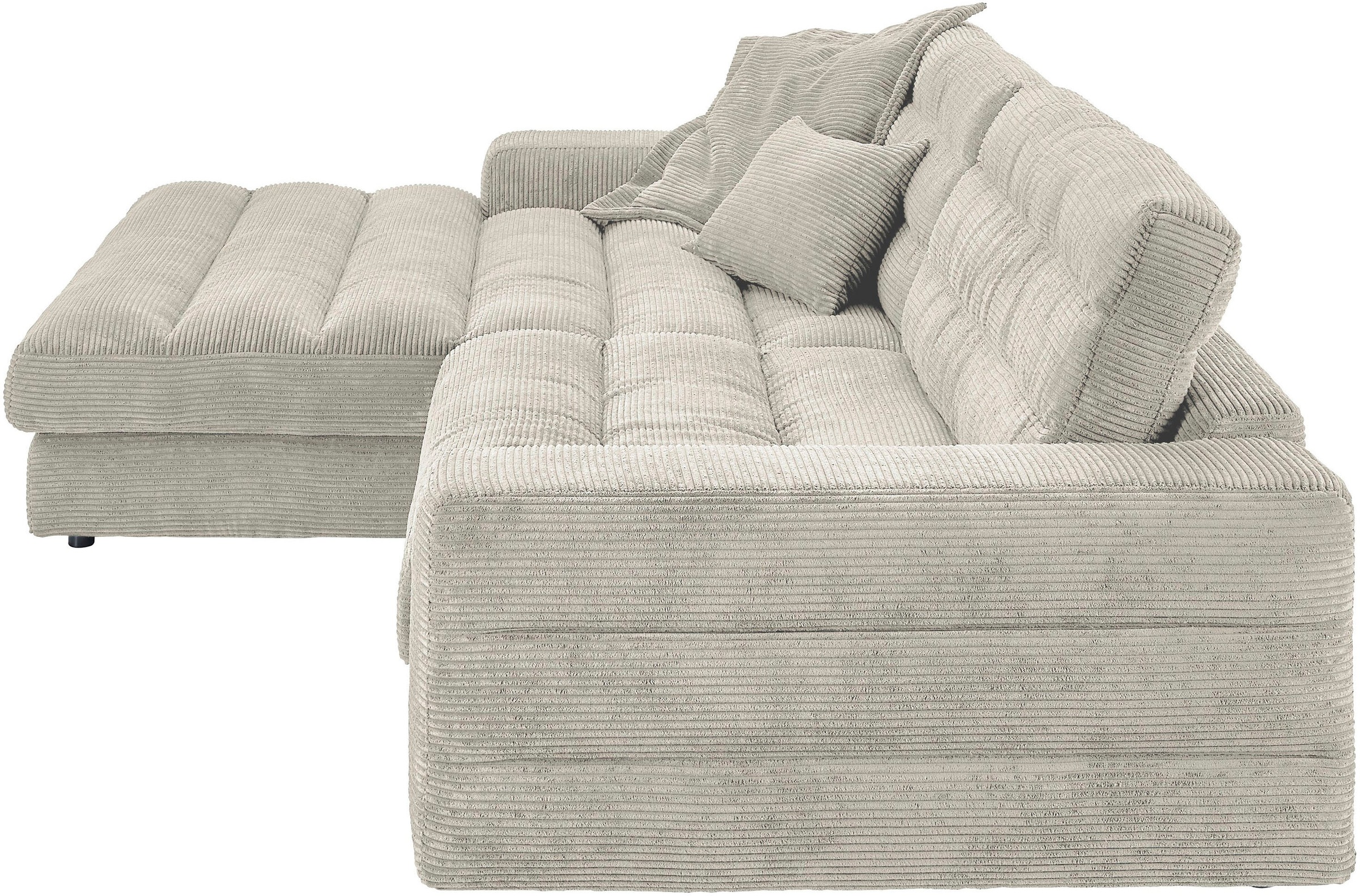 3C Candy Ecksofa »Stripes Mega-Sofa, bequem und komfortabel, L-Form«, Lose Rückenkissen, mit feiner Quersteppung, Cord-Bezug