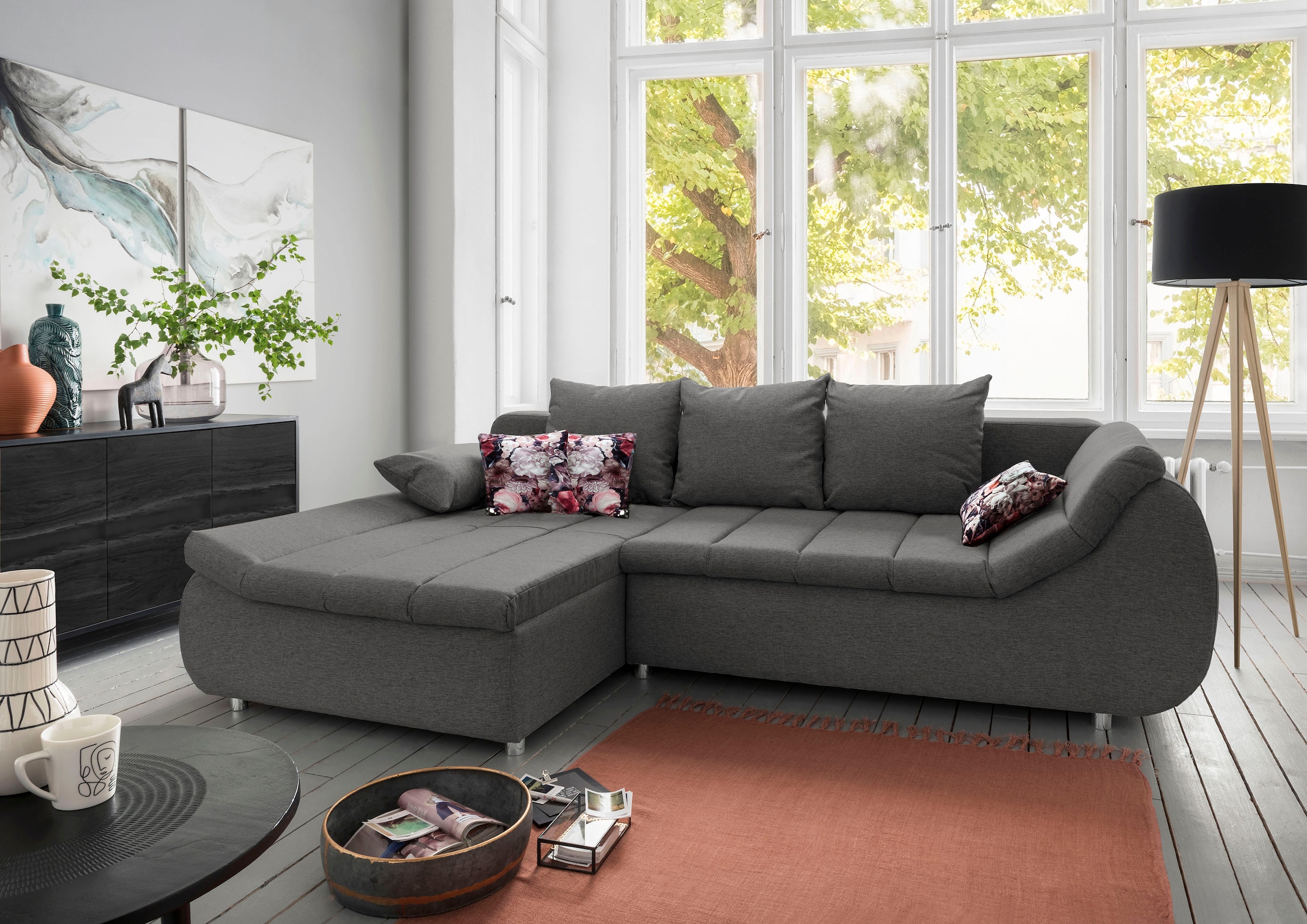 Home affaire Ecksofa »Imolaa elegant, Breite 270cm, moderne Sitzsteppung, bequem, L-Form« auch mit Bettfunktion und Bettkasten