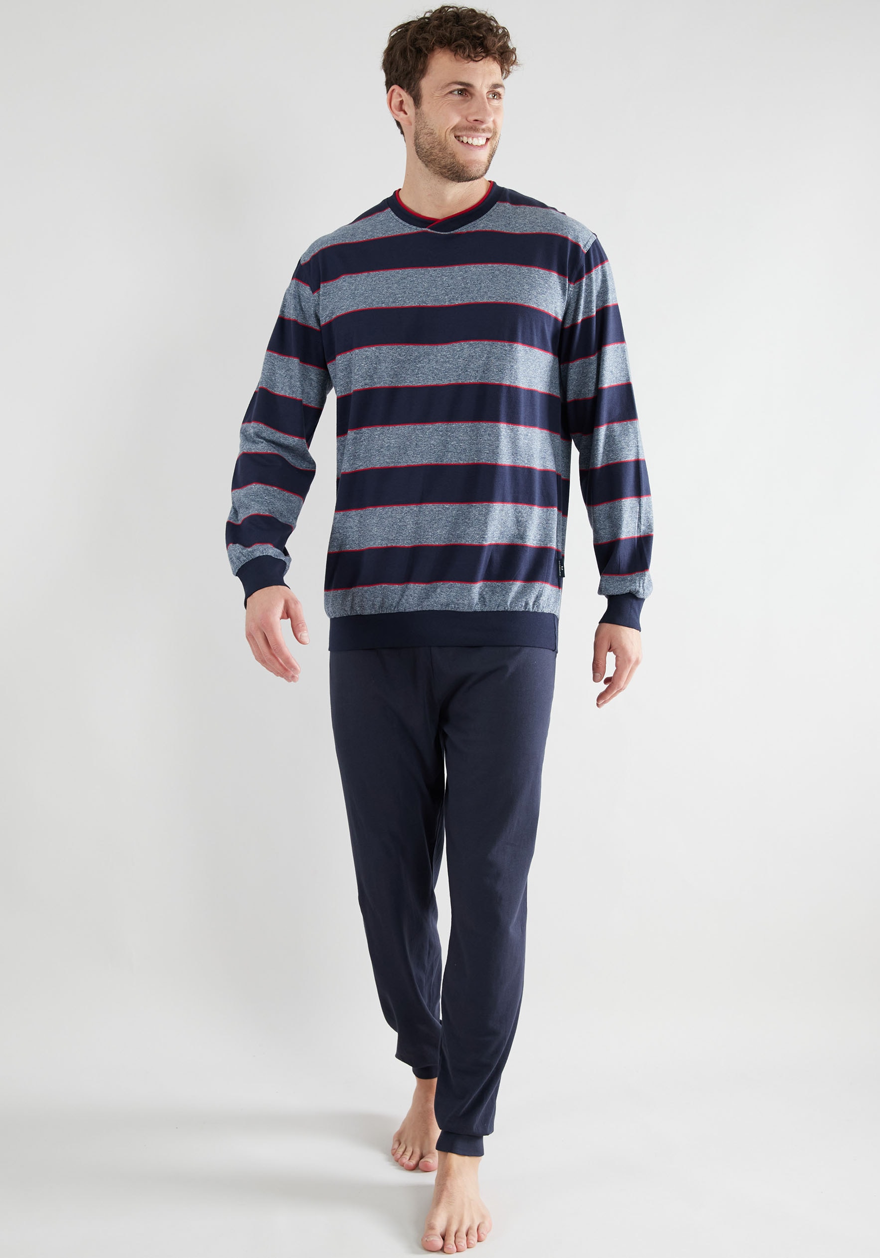 GÖTZBURG Pyjama »Red Label«, (2 tlg.), mit breitem Streifen-Design
