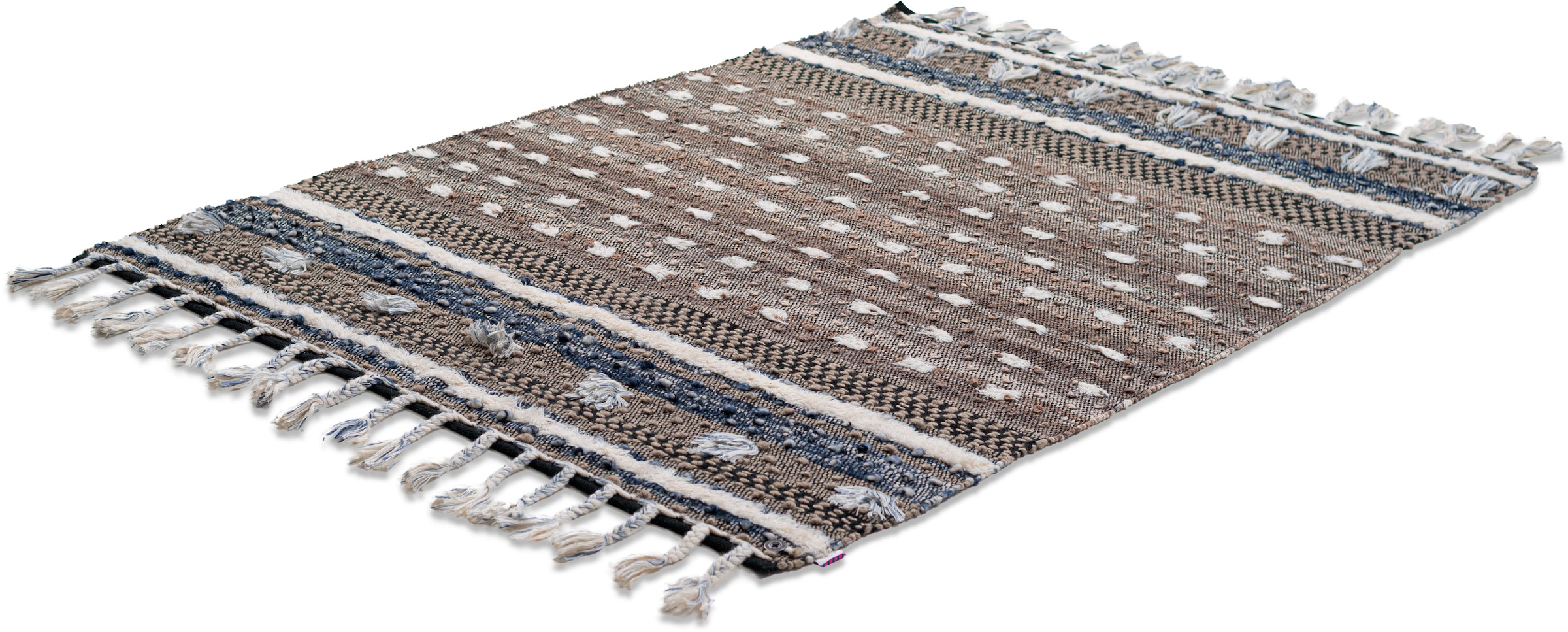 TOM TAILOR HOME Wollteppich »Vintage Funky Nature«, rechteckig, 5 mm Höhe, reine Wolle, handgewebt, mit Fransen