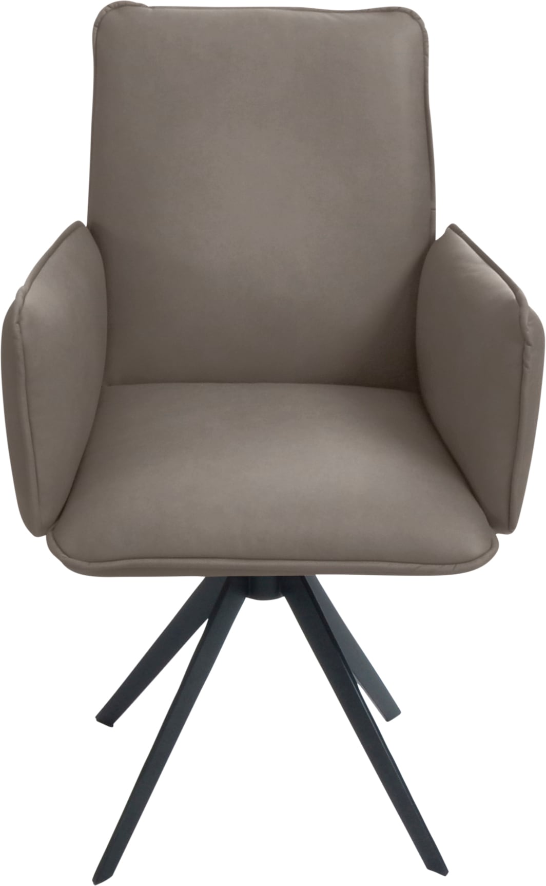 K+W Komfort & Wohnen Drehstuhl, Leder, Blitzdrehkreuz und Rückholfunktion, dekorativer 12mm Biese