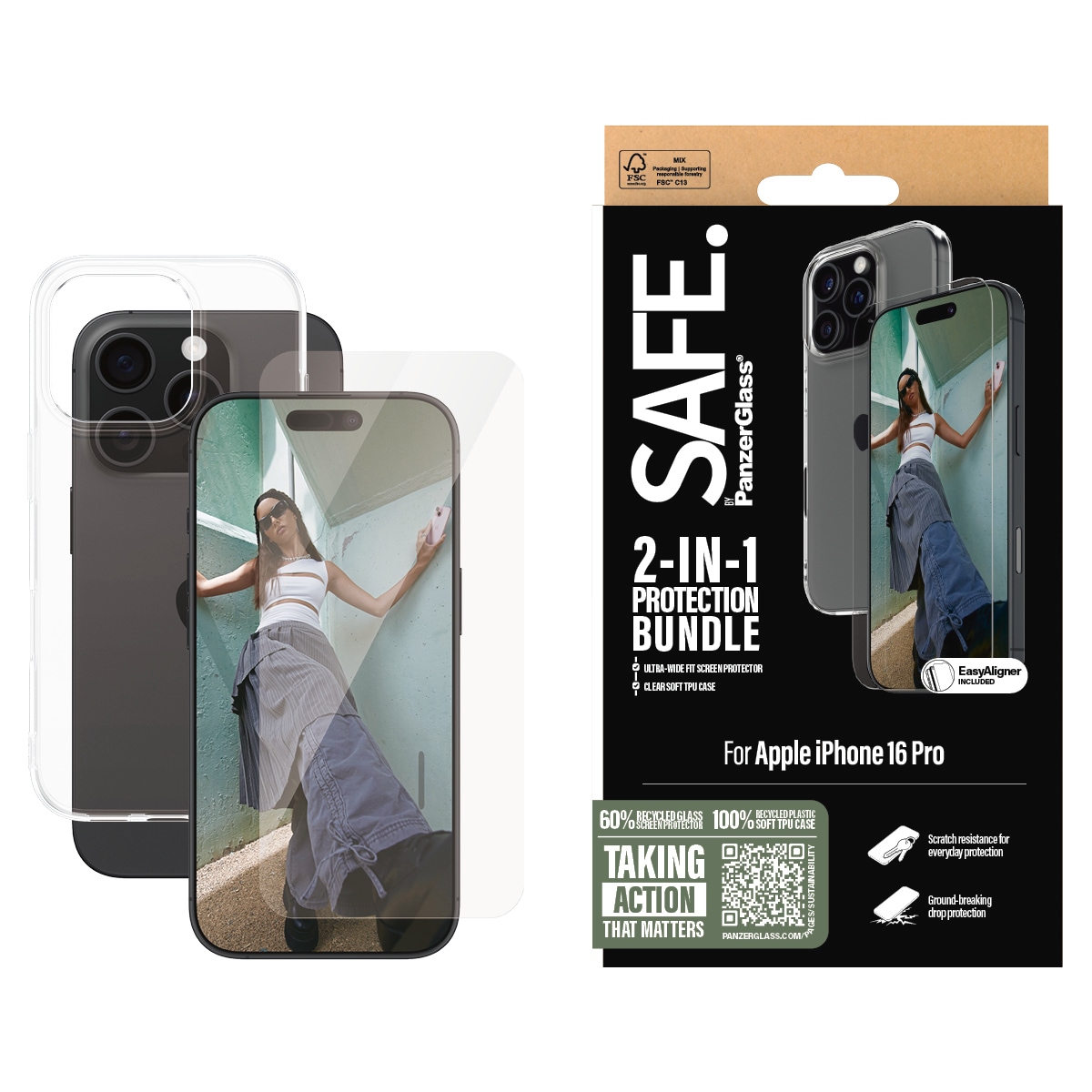 SAFE by PanzerGlass Displayschutzglas »2-in-1 Protection Bundle, Glass, Lens Protector«, für Apple iPhone...