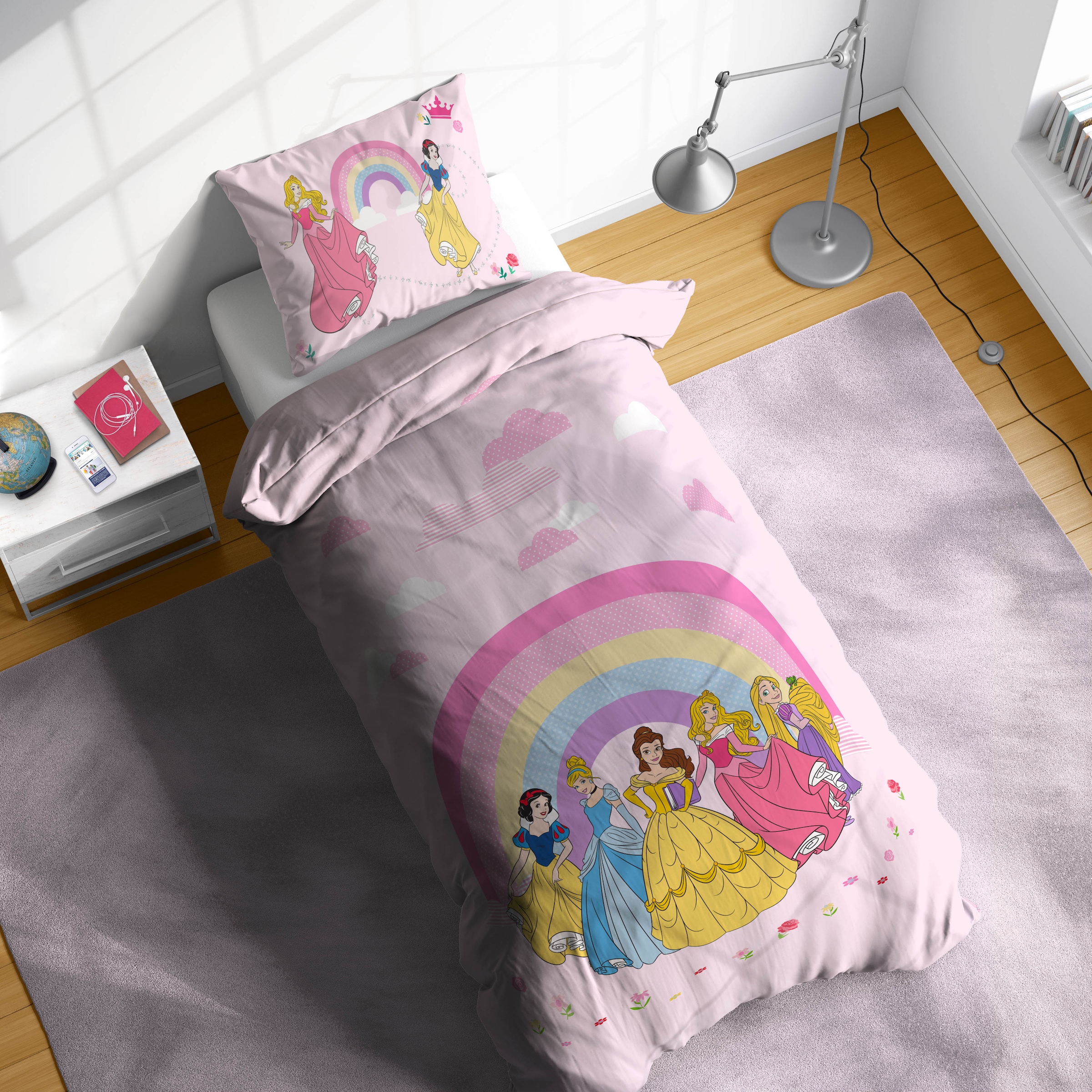 Disney Kinderbettwäsche »Disney Princess Rainbow« 2 100% Baumwolle
