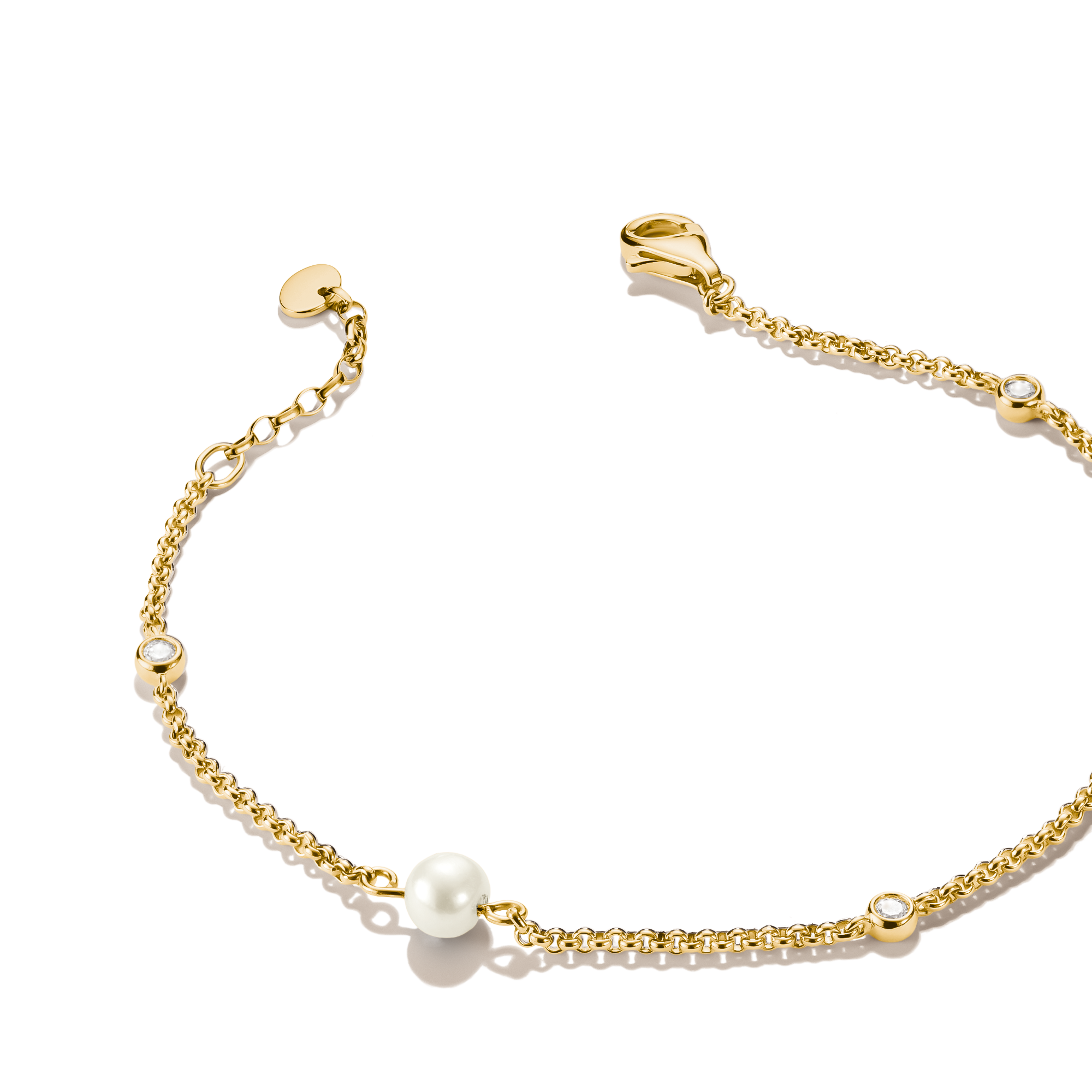 THOMAS SABO Perlenarmband »Armband mit Perlen gelbgoldfarben klein« mit Zirkonia (synth.) - mit Süßwasserzuchtperle