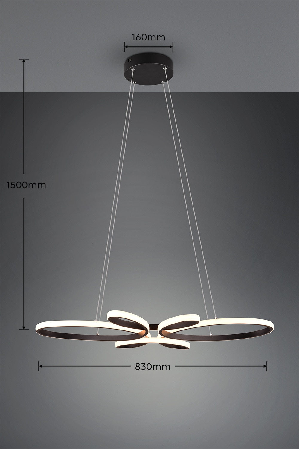 TRIO Leuchten LED Pendelleuchte »FLY, Hängelampe LED 32W 3900 Lumen warmweiß 3000K 3-Stufen dimmbar«, 1 flammig, Leuchtmittel LED-Board | LED fest integriert, höhenverstellbar: max 150cm, Maße 83x45 cm, Hängeleuchte Küche Wohnen