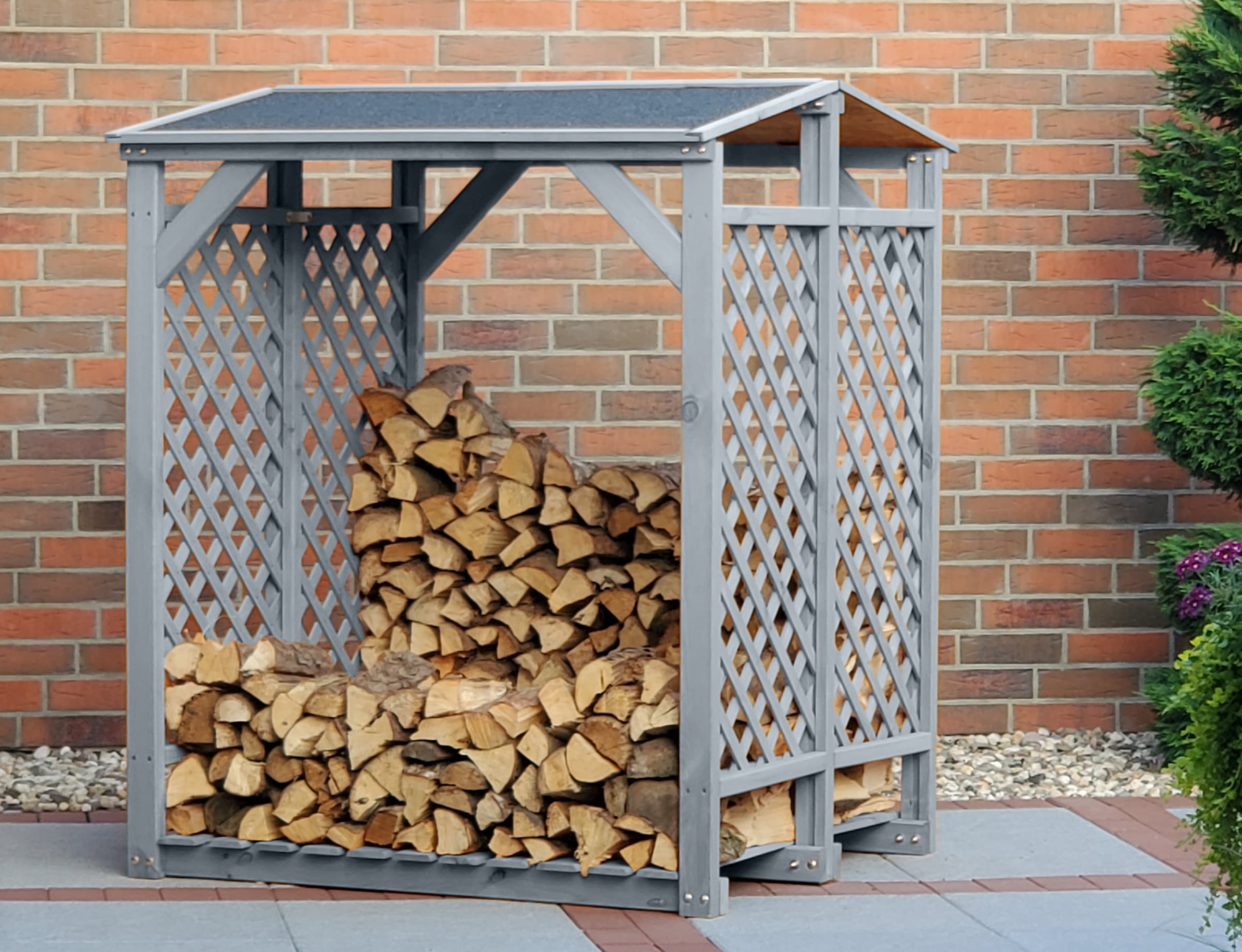 promadino Kaminholzregal, besonders robust, bietet genügend Stauraum für 3 Reihen Holzscheite