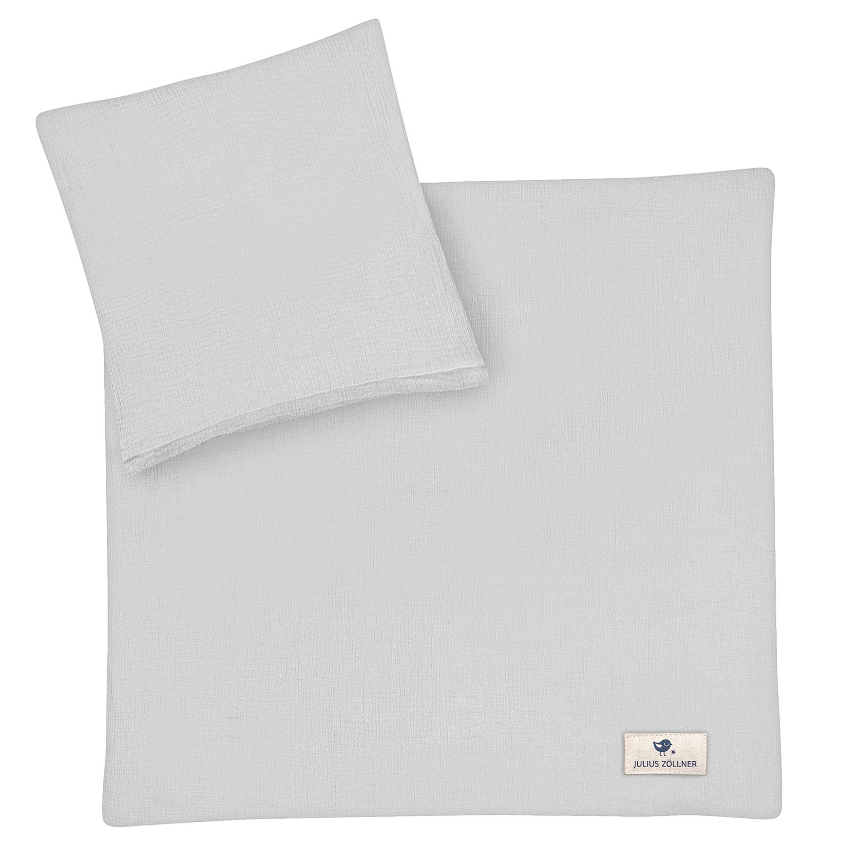 Kinderbettwäsche JULIUS ZÖLLNER Baby- und Kinderbettwäsche aus 100% Musselin, grau, B/L: 80cm x 80cm, 1 Stk., 1 Stk., Musselin, B/L: 35cm x 40cm, 2 Stk.