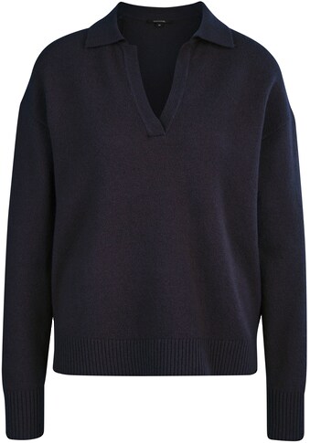 Comma V-Ausschnitt-Pullover, mit Polokragen, aus hochwertigem Baumwollmix mit Wolle kaufen