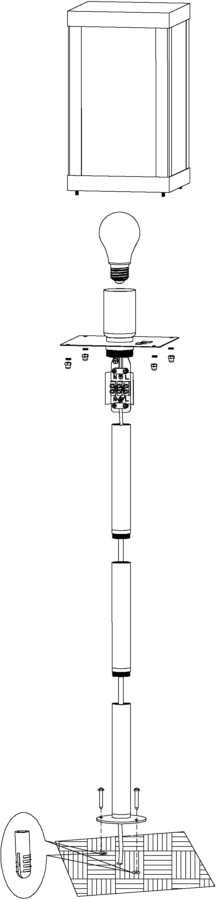 EGLO Außen-Stehlampe »ALAMONTE 1«, E27, schwarz / L15 x H101,5 x B15 cm /