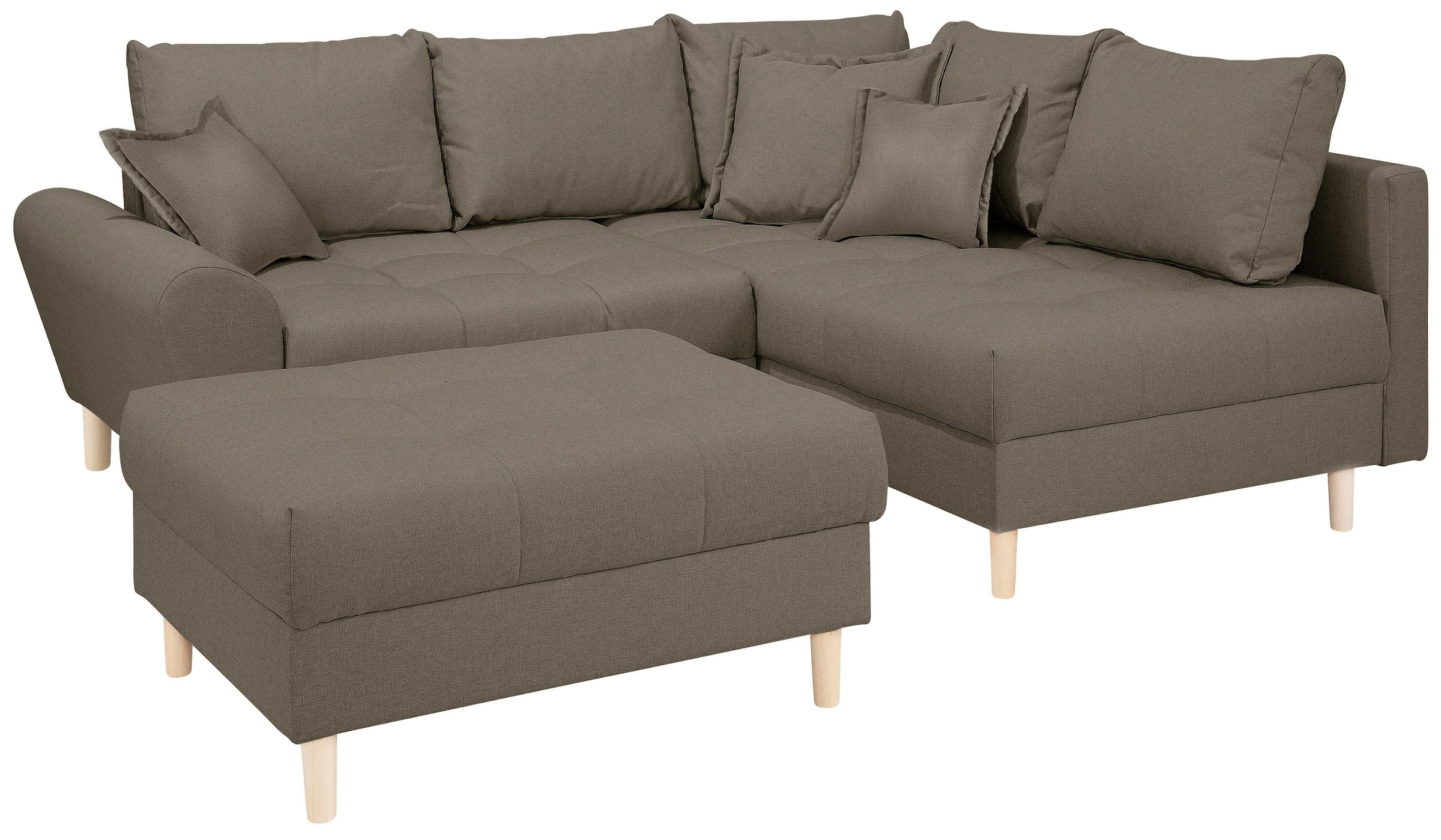 Home affaire Ecksofa "Rice L-Form", (Set, mit Hocker), mit Bonnellfederkern günstig online kaufen